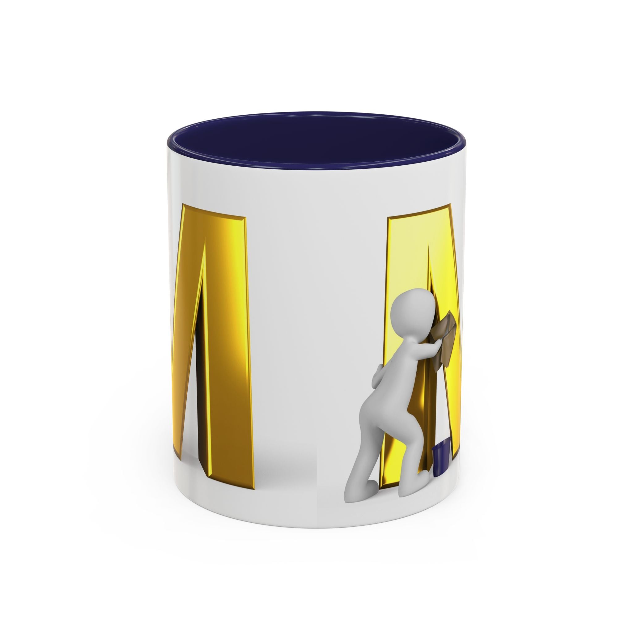 Mug de café "Lettre M dorée" avec accent de peintre | Tasse à café