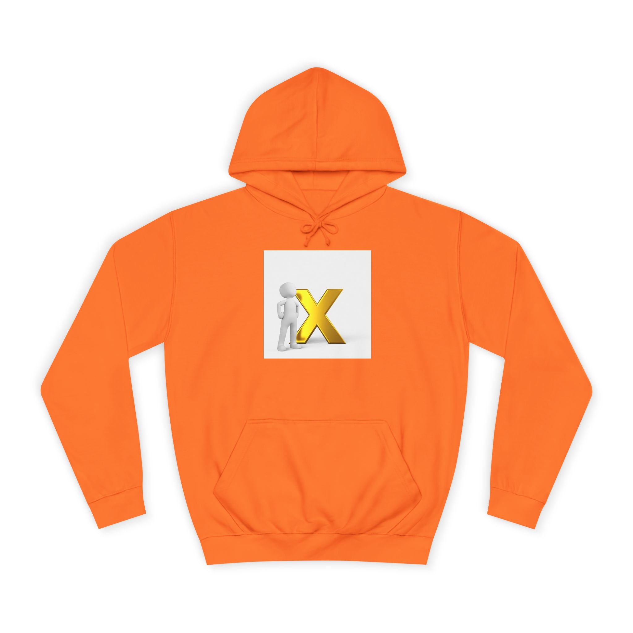 3D Figure Leaning on Gold X Hoodie | Letter X Initial Pullover