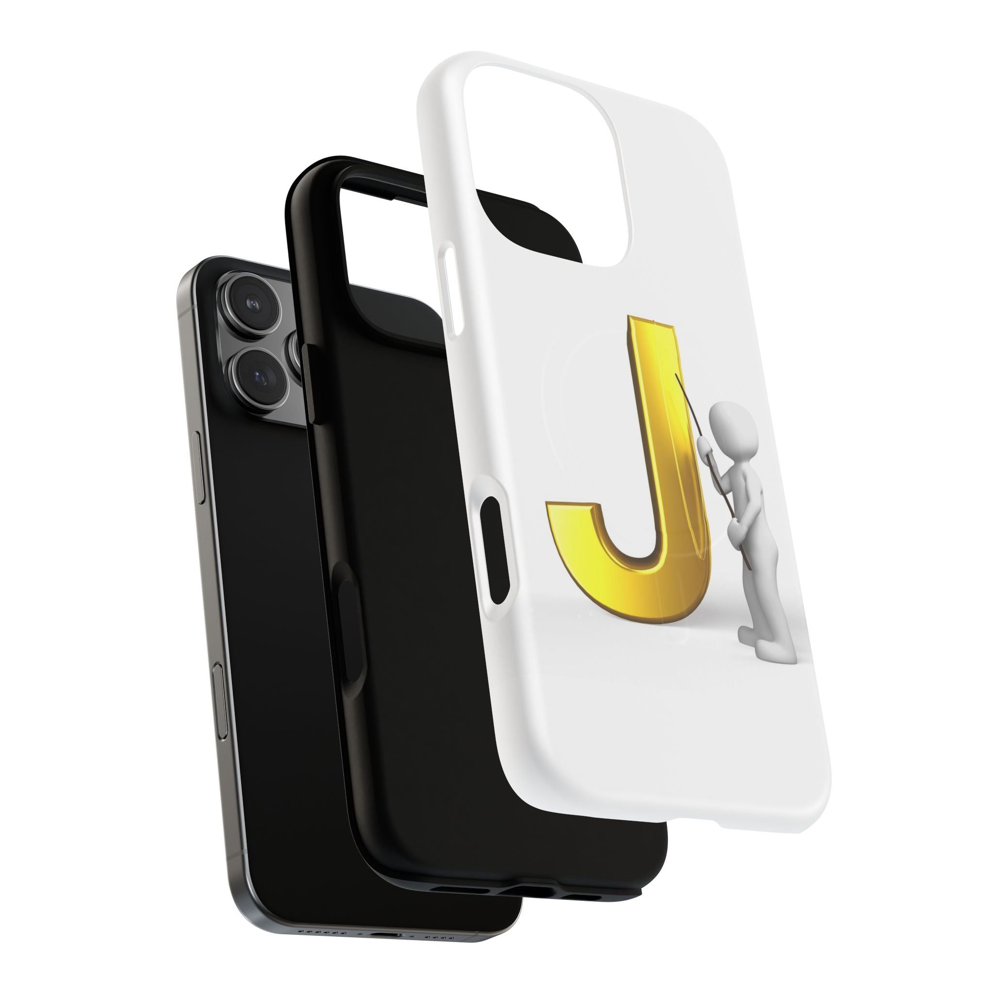 Gold Letter J with Painter Figure Phone Case | Tough Magnetic Case
