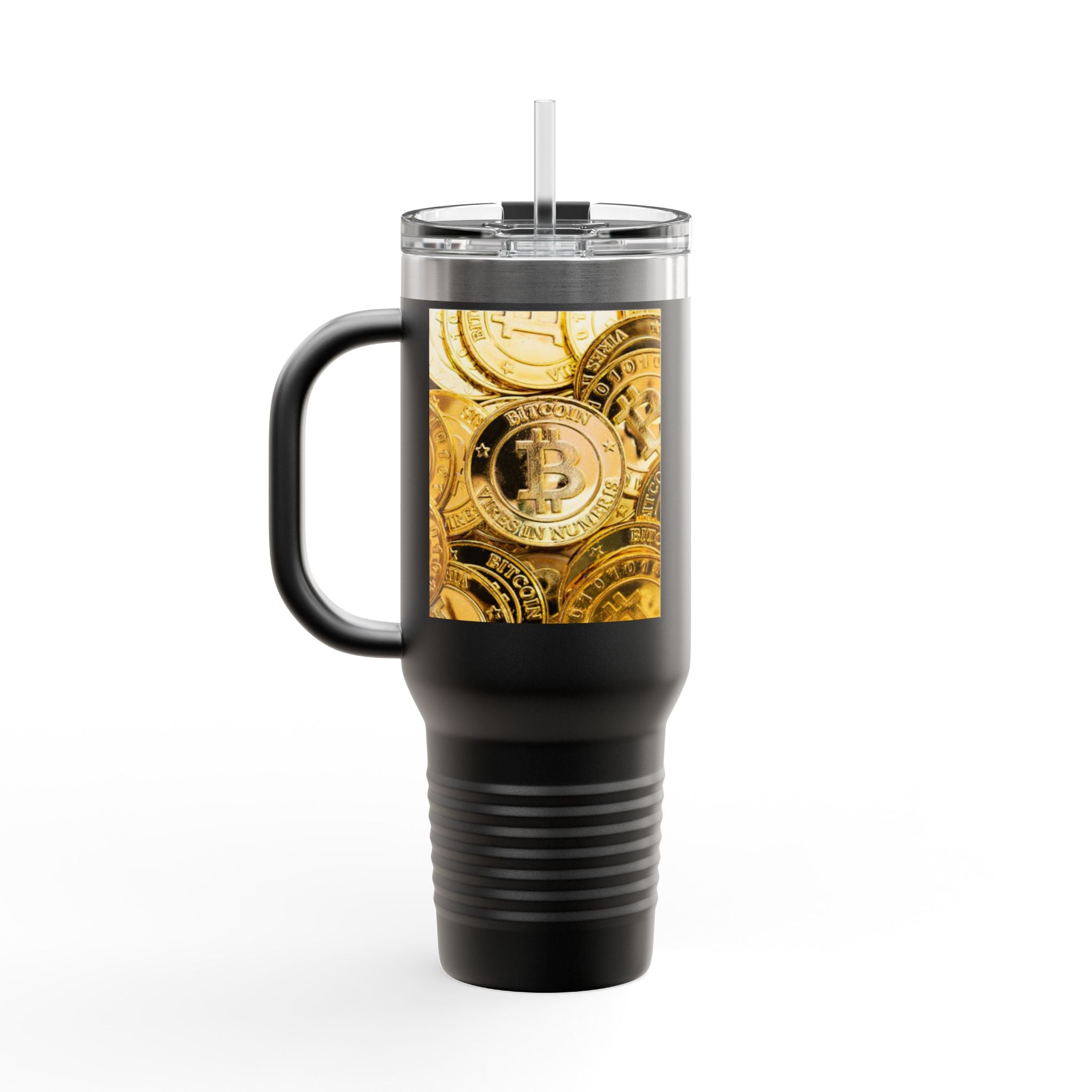 Bitcoin Coin Pattern Travel Mug | 40 oz Insulated Tumbler