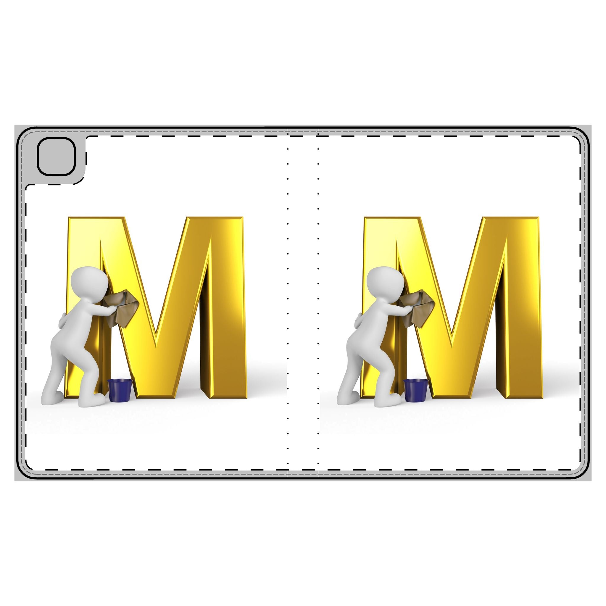 Gold Letter M with Painter Tablet Folio Case | Monogram Initial Cover