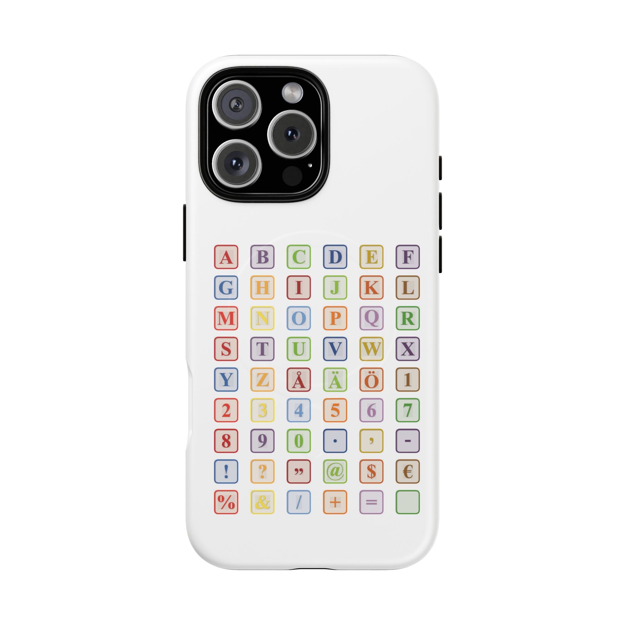 Coque de téléphone Alphabet Blocks | Coque magnétique résistante, grille de lettres colorées