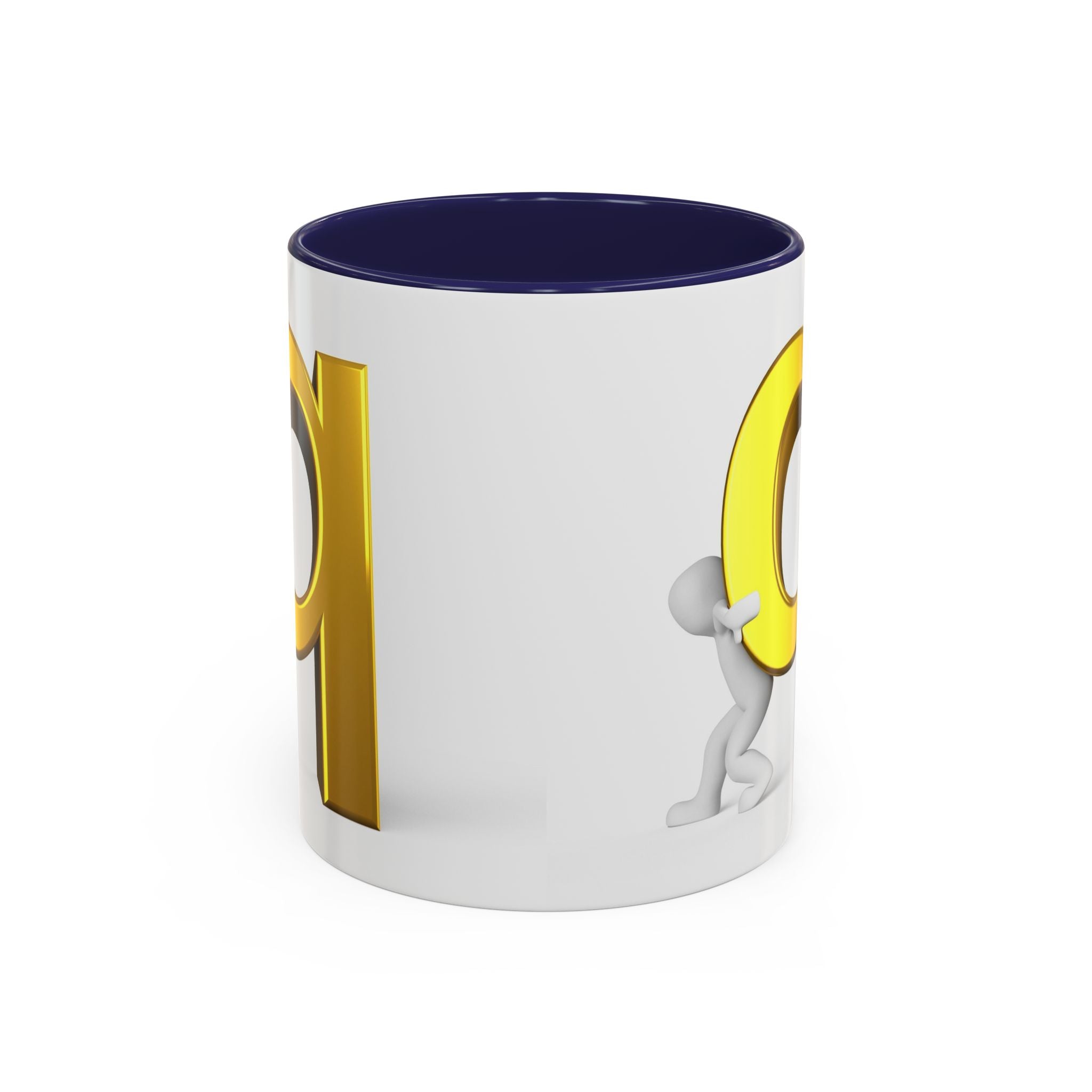 Gold Letter Q Push Character Mug | Accent Coffee Mug 11oz 15oz
