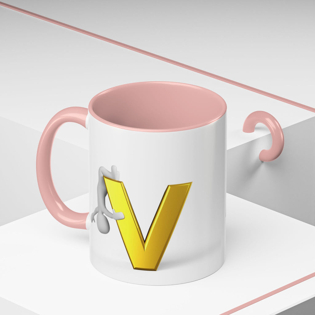 Gold Letter V with Figure Mug | Accent Coffee Mug