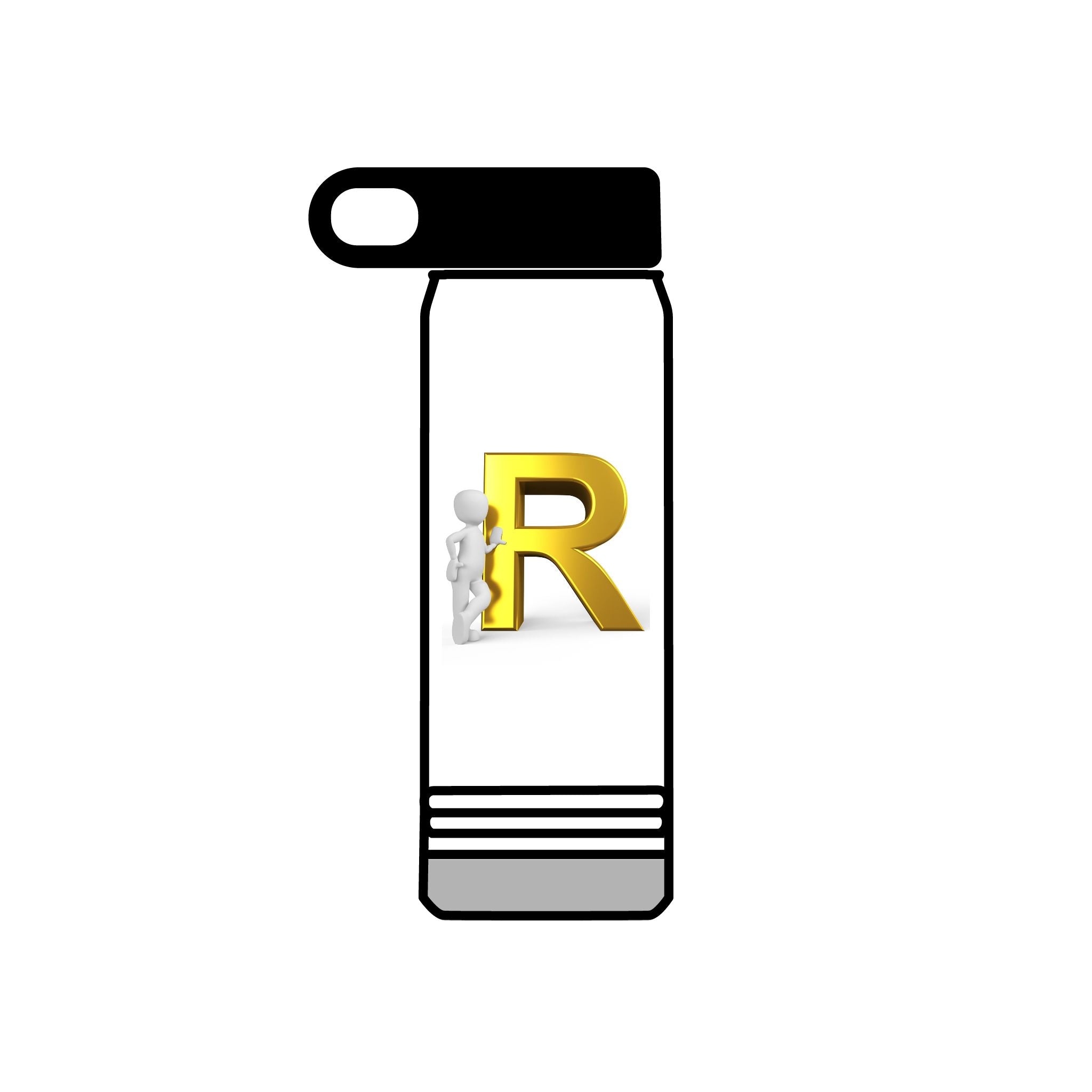 Bouteille d'eau Monogramme Lettre R Dorée | Bouteille Initiale 20oz