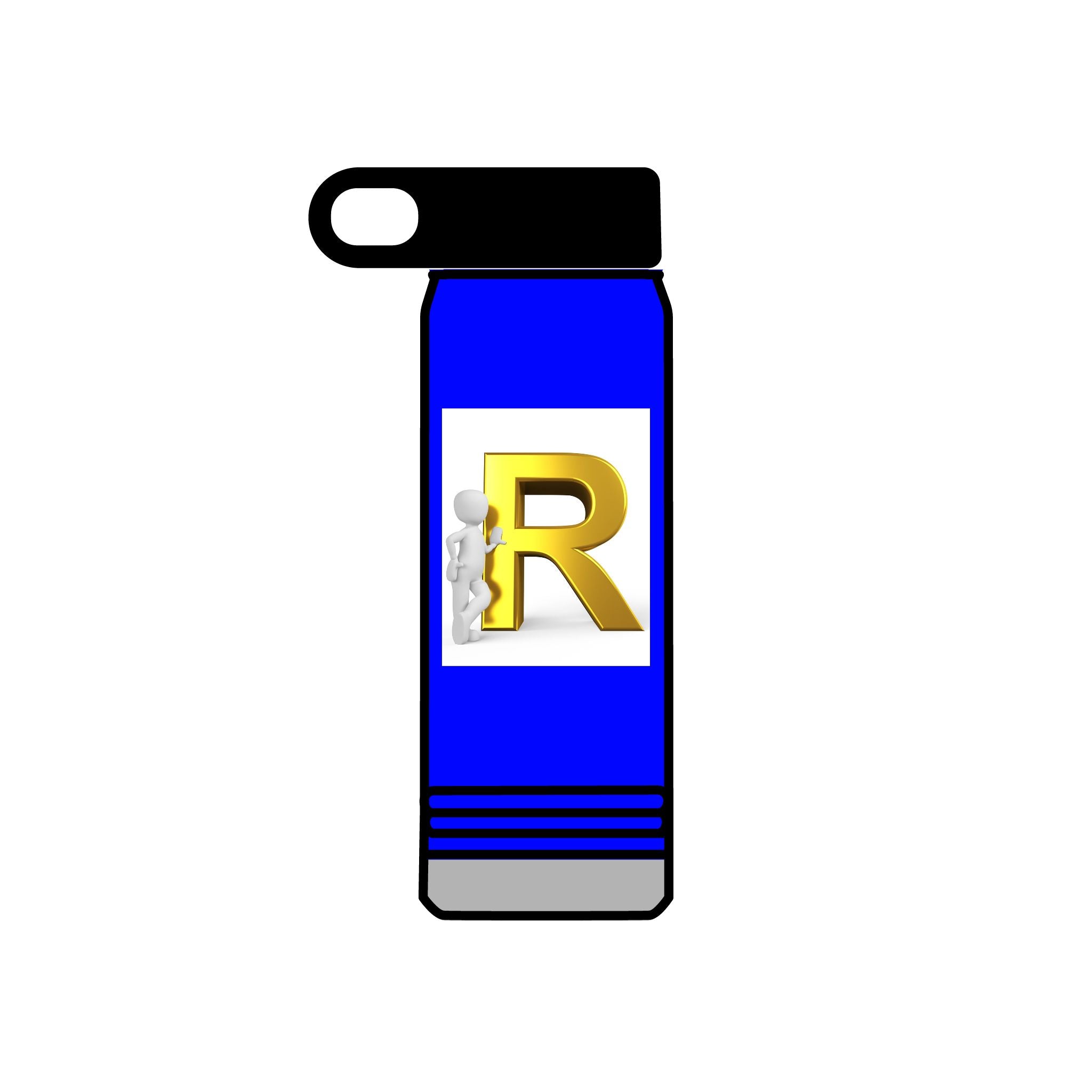 Bouteille d'eau Monogramme Lettre R Dorée | Bouteille Initiale 20oz