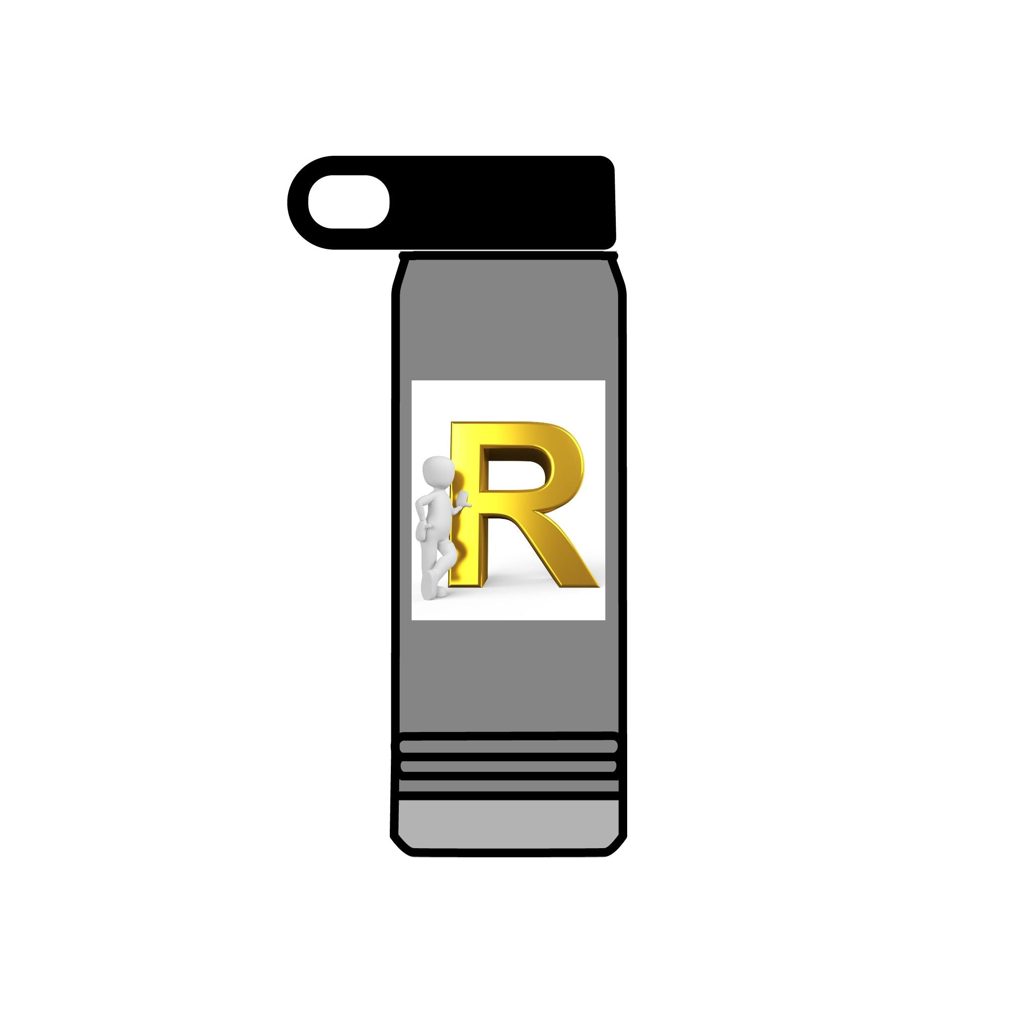 Gold Letter R Monogram Water Bottle | 20oz Initial Bottle