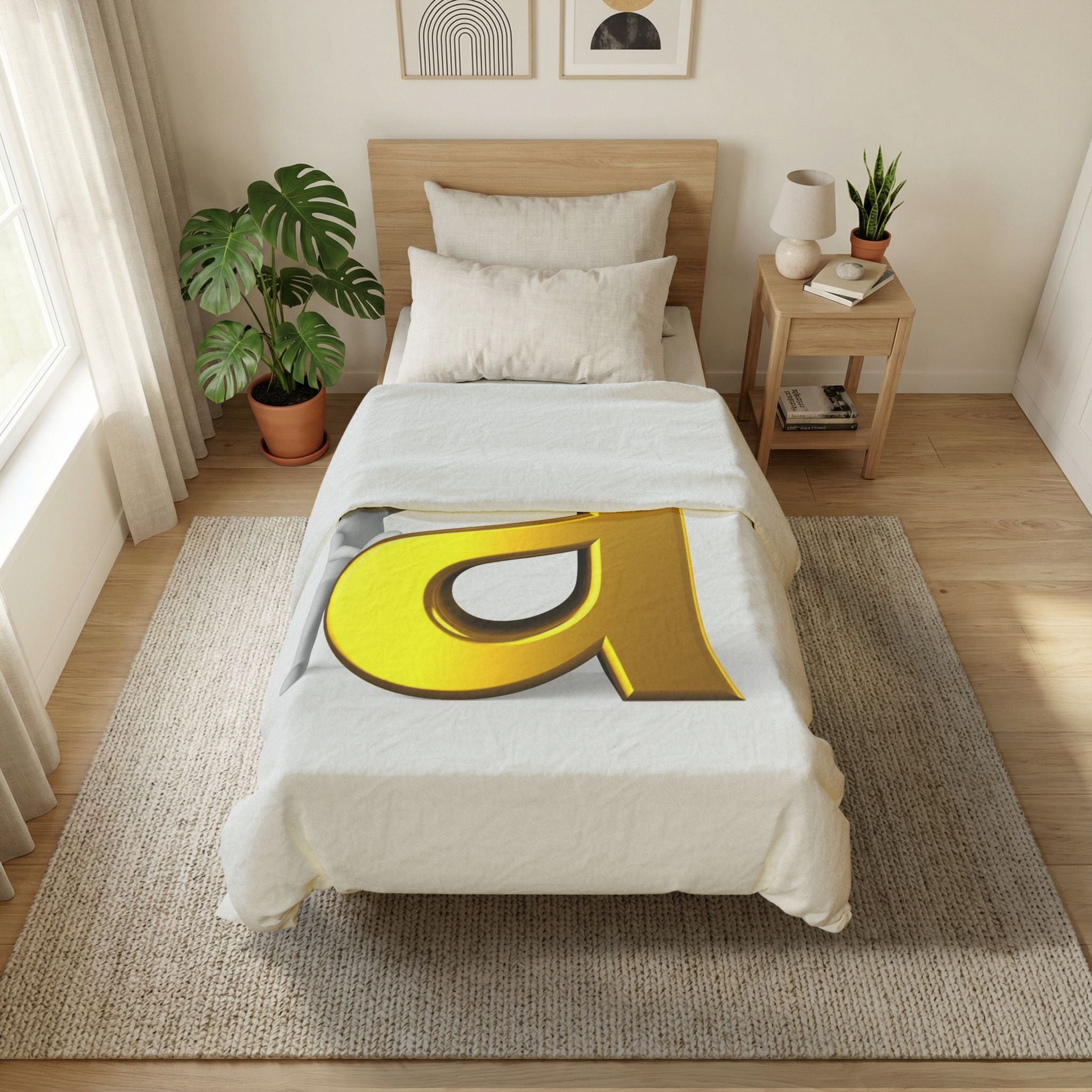 Golden Letter A duvet cover | Alphabet initial bedding