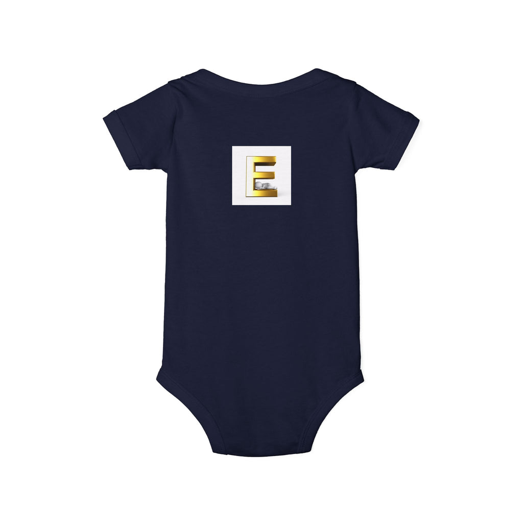 Gold Letter E Infant Onesie | Monogram Initial Baby Bodysuit