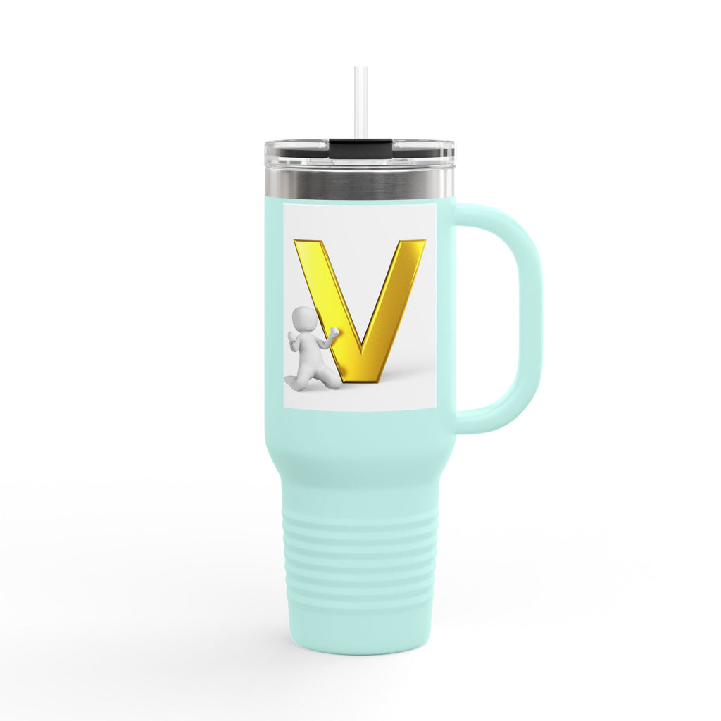 3D Letter V Design Travel Mug | 40oz Insulated Tumbler