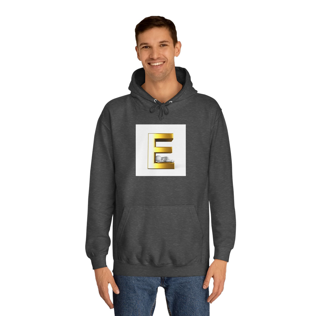 Gold 3D Letter E Hoodie | Monogram Initial Sweatshirt