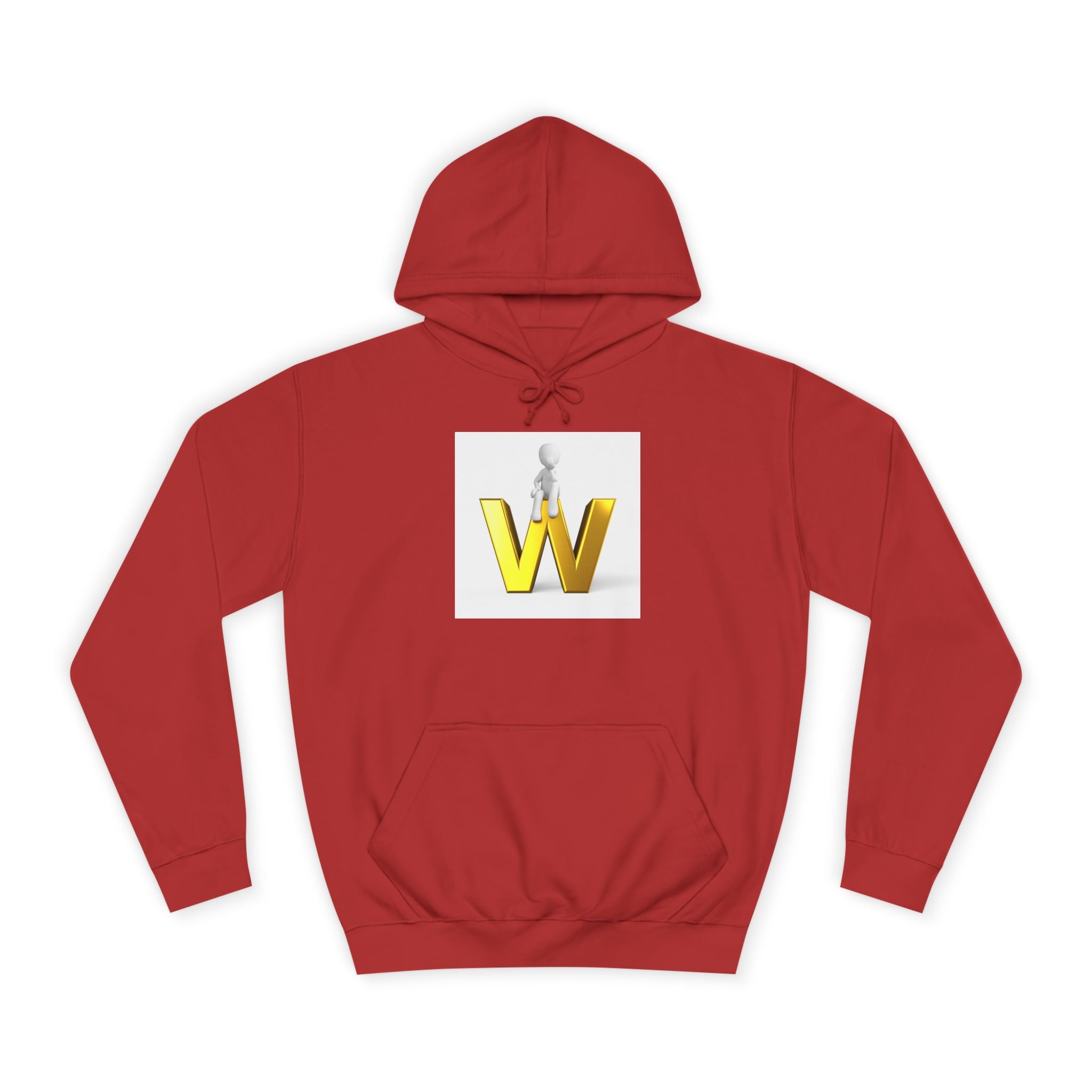 Sweat à capuche lettre W dorée 3D avec figurine assise | Sweat-shirt initiale W