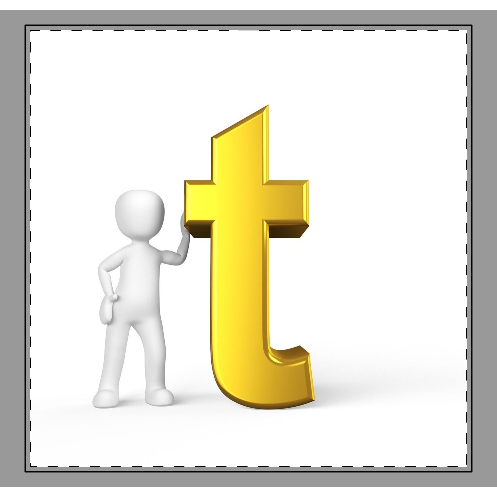 Gold Letter T with Stick Figure Woven-Style Coverlet