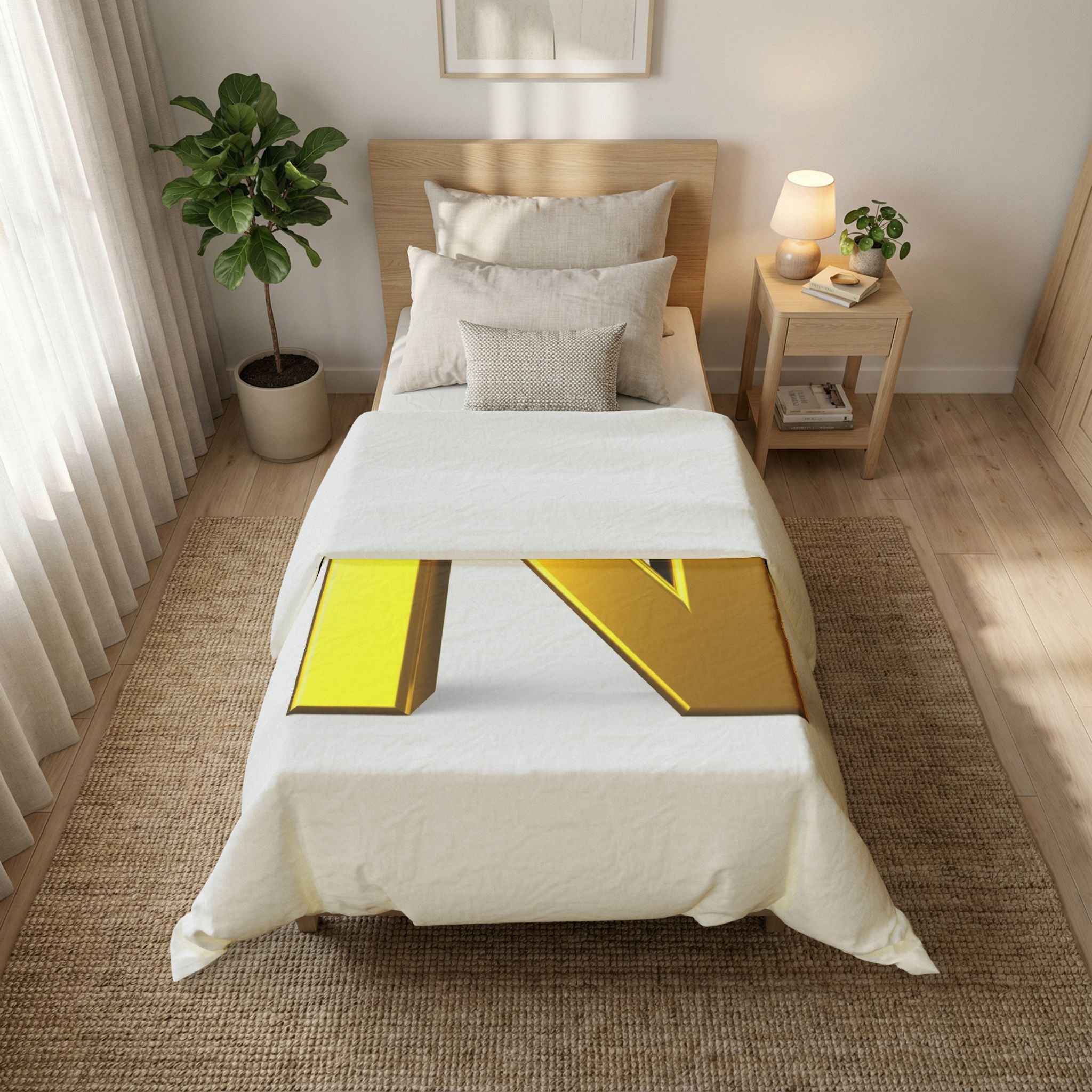 Gold Letter N duvet cover | Monogram initial bedding