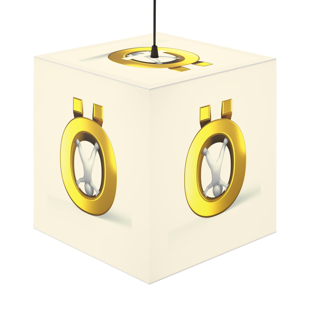 Golden Letter Ö Light Cube Lamp | Modern Minimalist Hanging Lamp