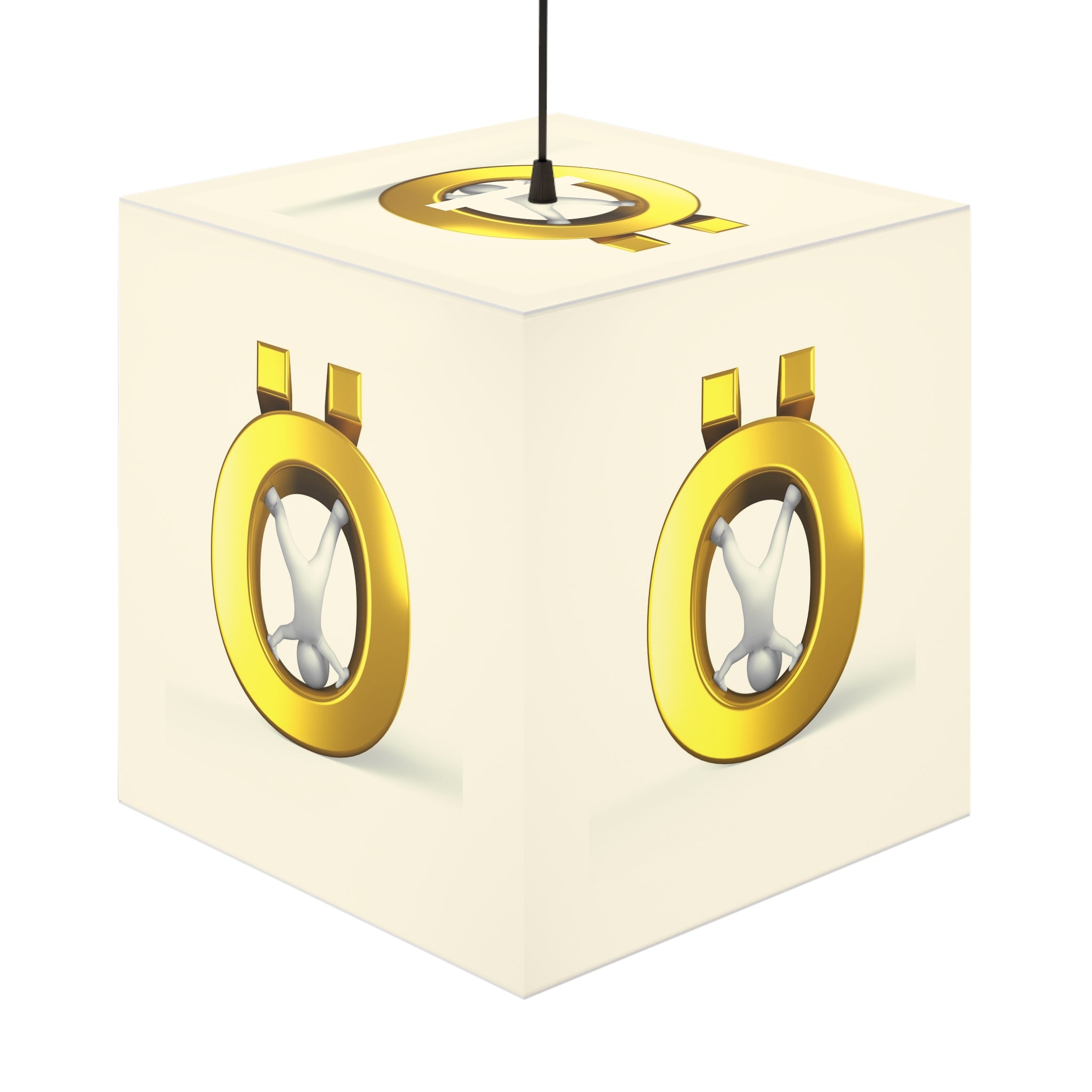 Golden Letter Ö Light Cube Lamp | Modern Minimalist Hanging Lamp