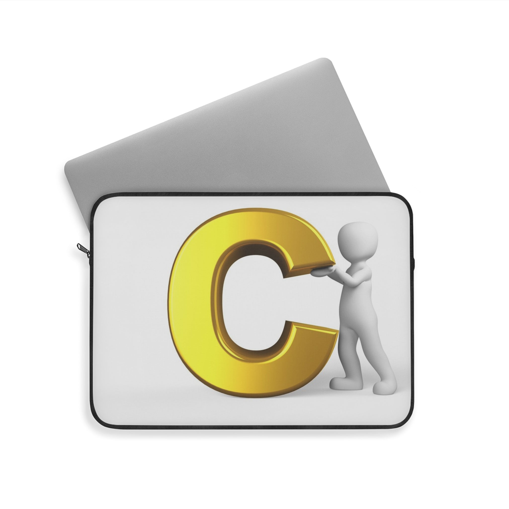 Gold Letter C Illustration Laptop Sleeve | Initial Monogram