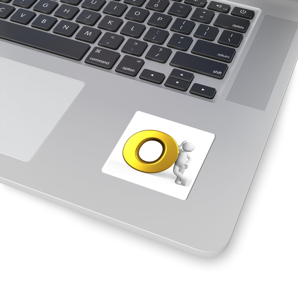 3D Gold Letter O Character Sticker | Kiss-Cut Sticker