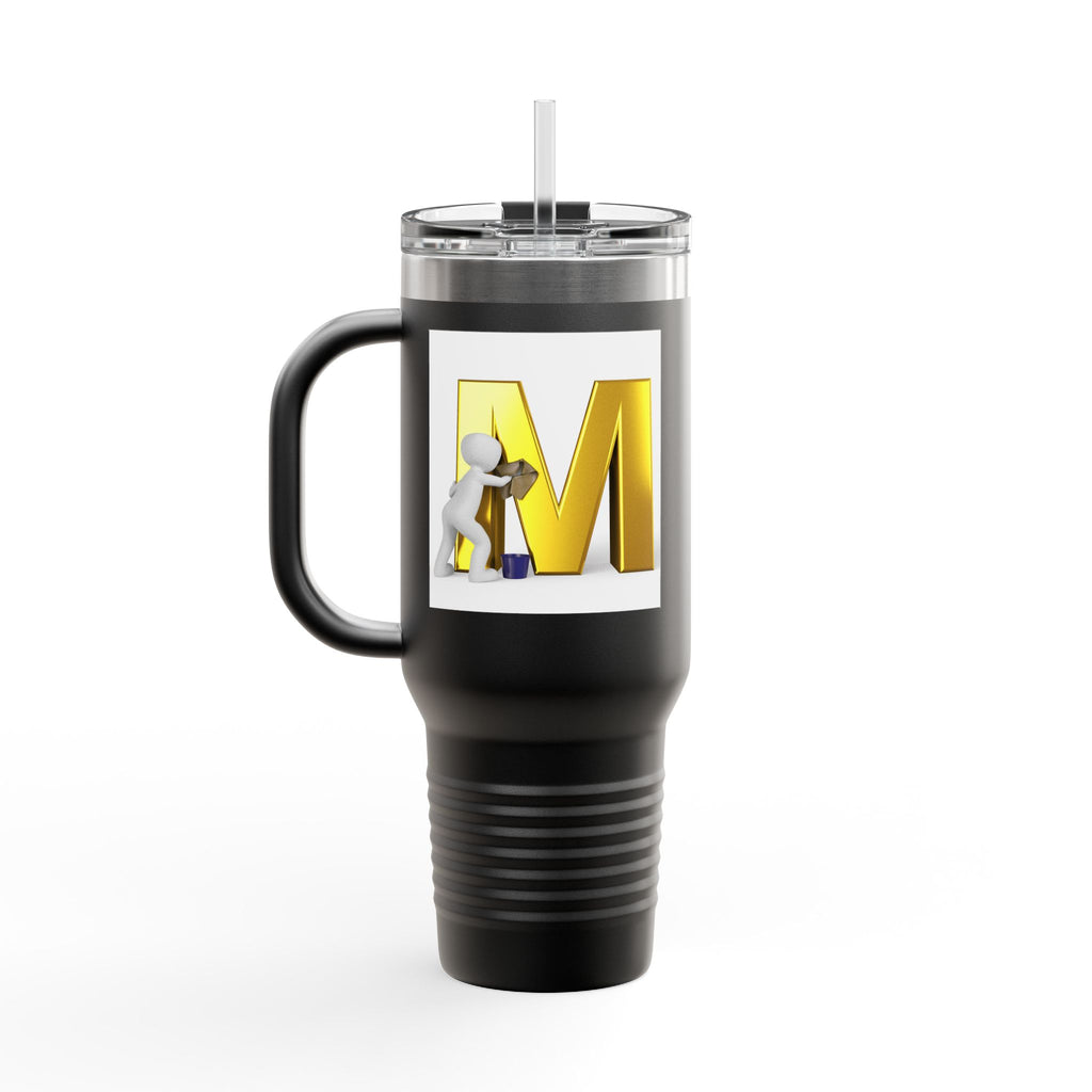 3D Gold Letter M with Figure Travel Mug | 40oz Insulated Tumbler