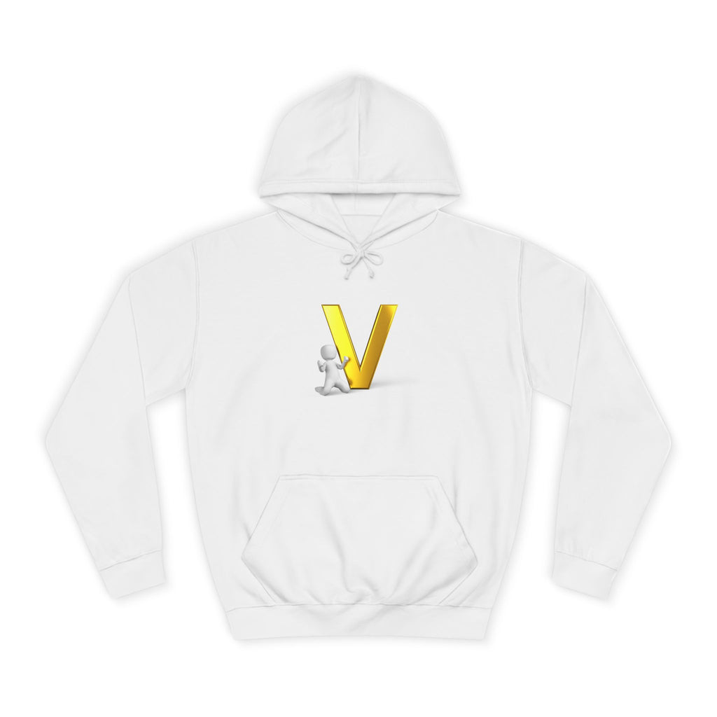 Gold 3D Letter V Hoodie | Initial V Sweatshirt, Monogram Lettering