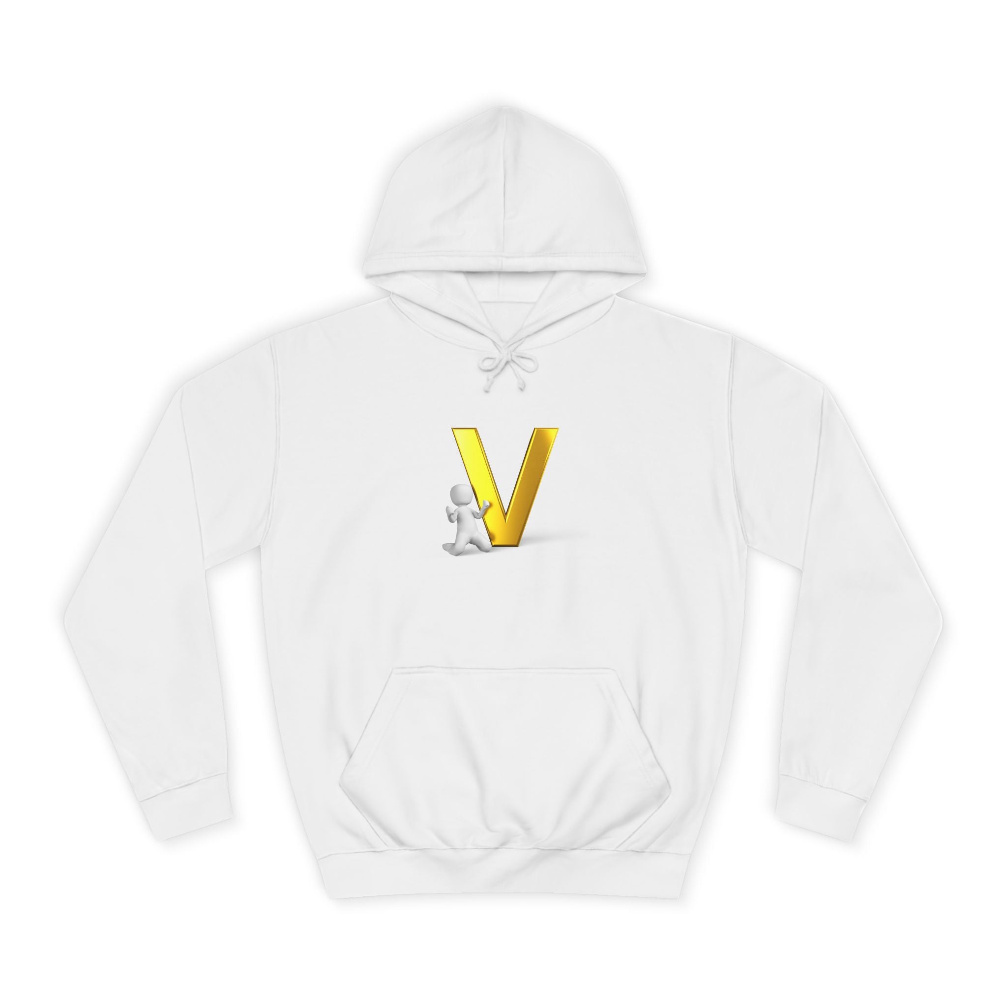 Gold 3D Letter V Hoodie | Initial V Sweatshirt, Monogram Lettering