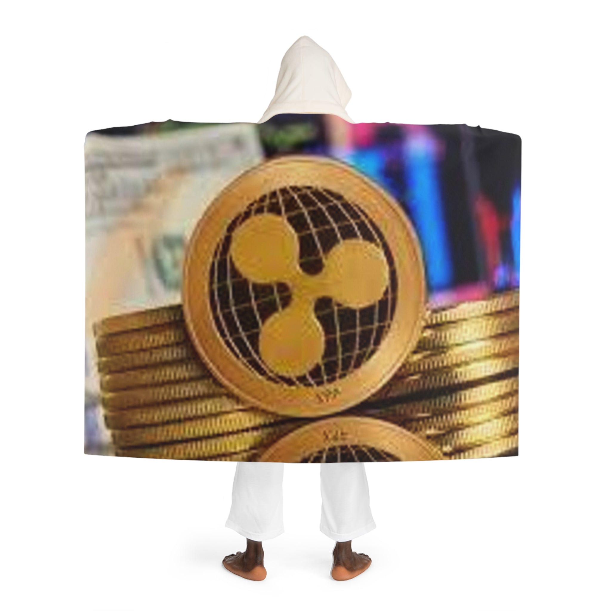 Ripple XRP Cryptocurrency Coin Hooded Sherpa Blanket | Colorful Fleece Throw