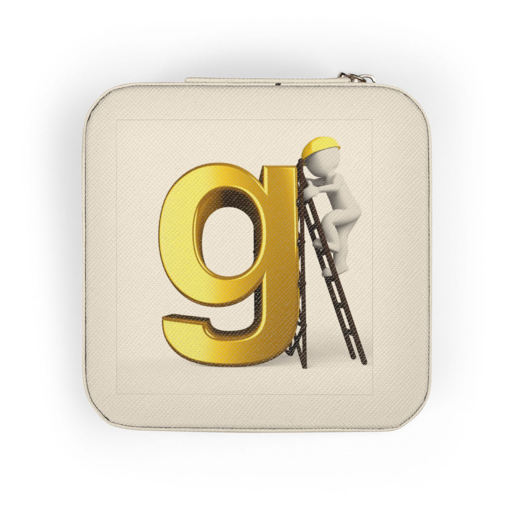 Gold letter G monogram Jewelry Travel Case | compact zippered travel jewelry organizer