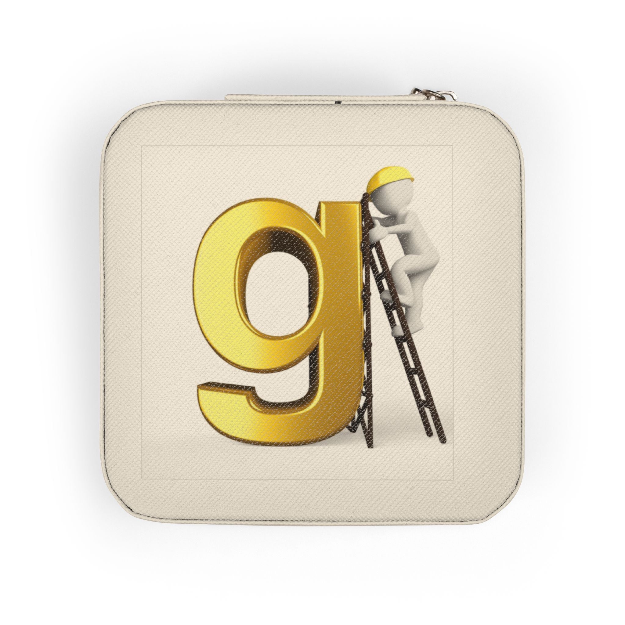 Gold letter G monogram Jewelry Travel Case | compact zippered travel jewelry organizer