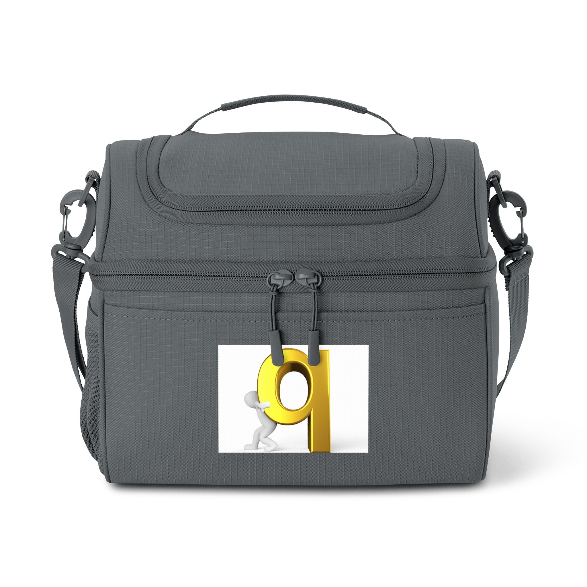 Gold Letter Q monogram Cooler Bag | Initial Q insulated lunch tote