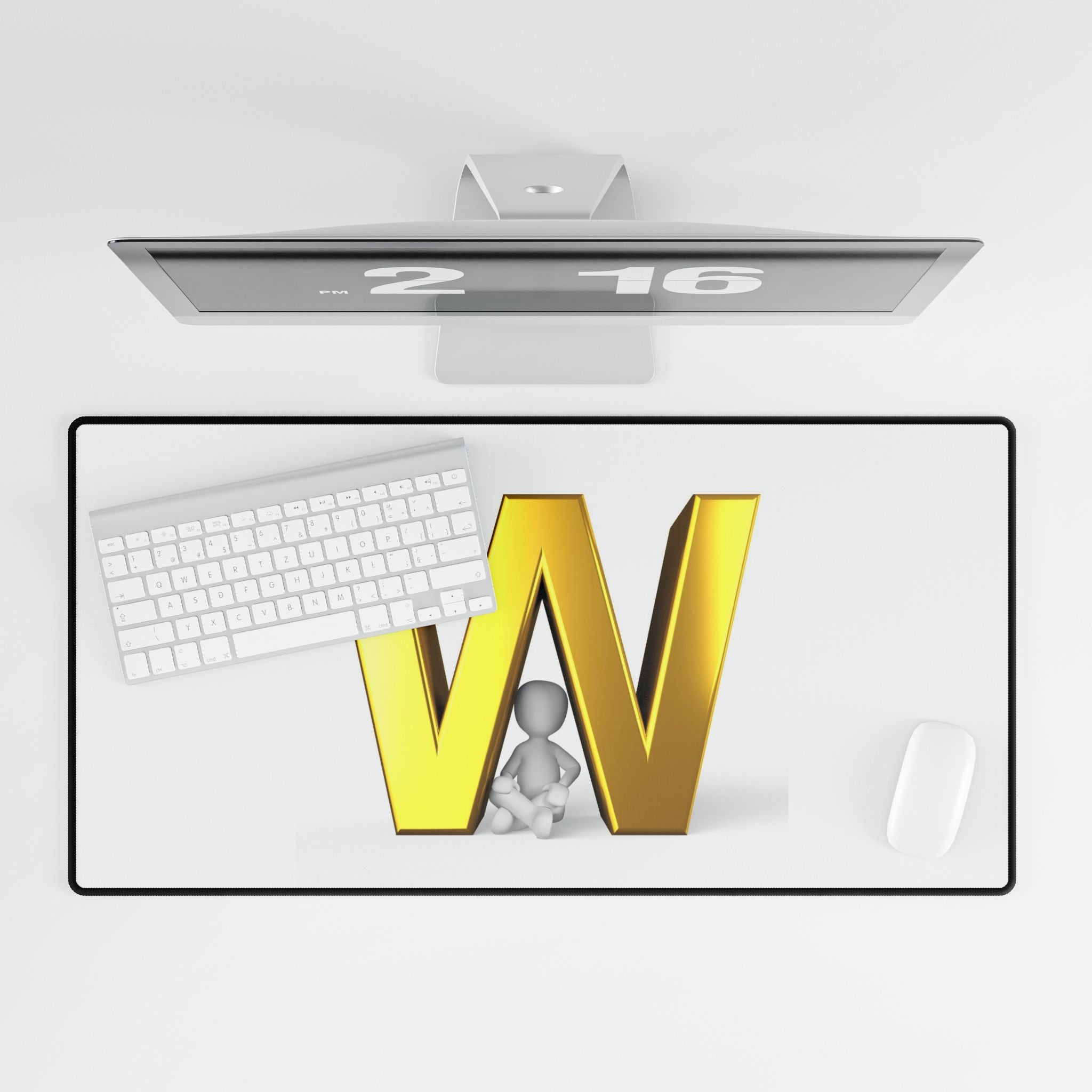 Gold Letter W Desk Mat | Alphabet Initial Mouse Pad