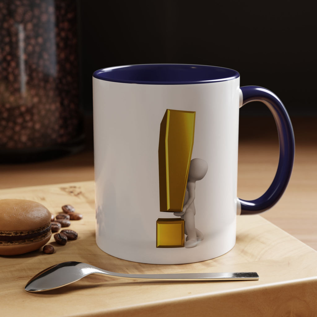 Mug Bonhomme Allumette Tenant un Point d'Exclamation Doré | Mug à Café Original 325ml 444ml