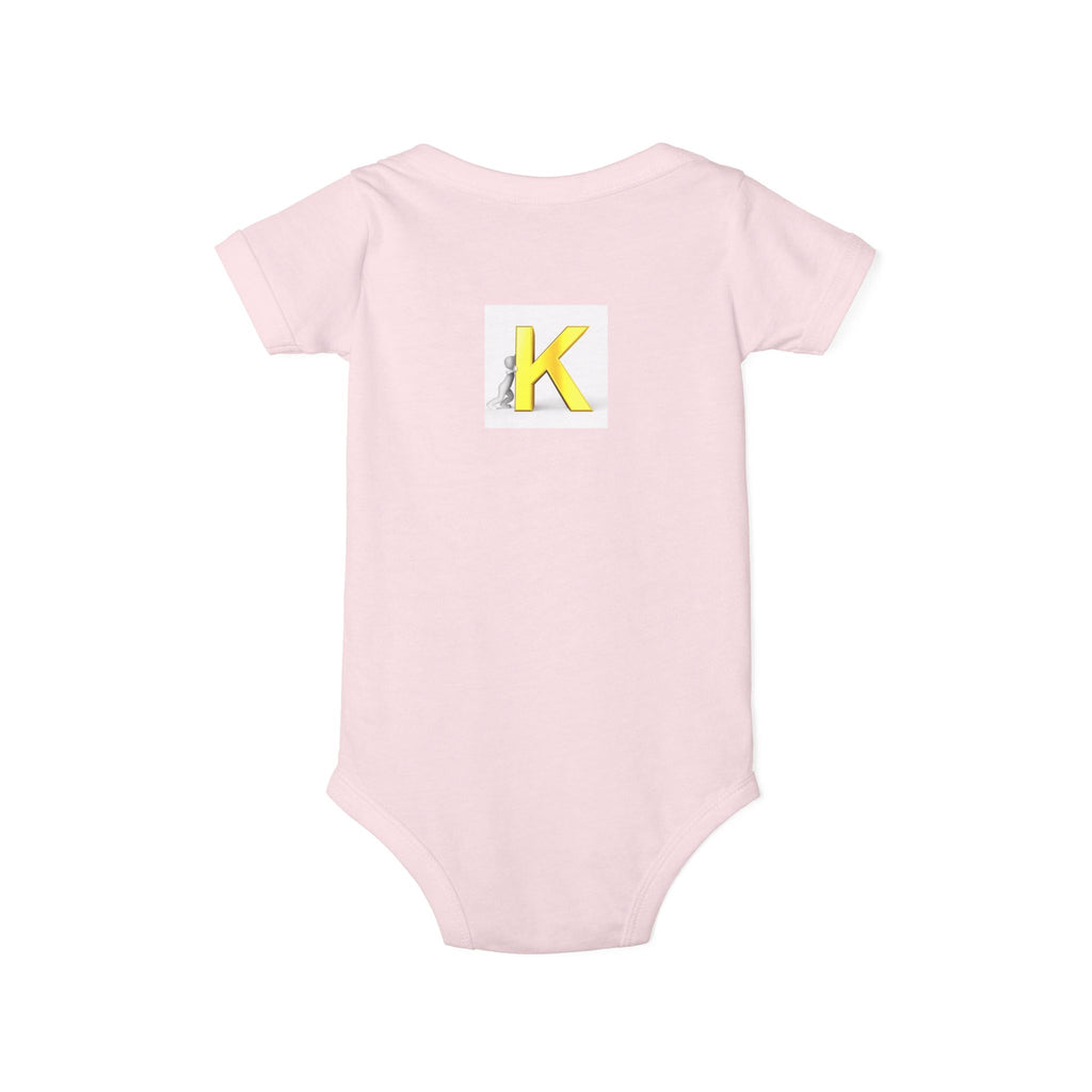 Yellow Letter K Monogram Baby Bodysuit | Infant Onesie Initial