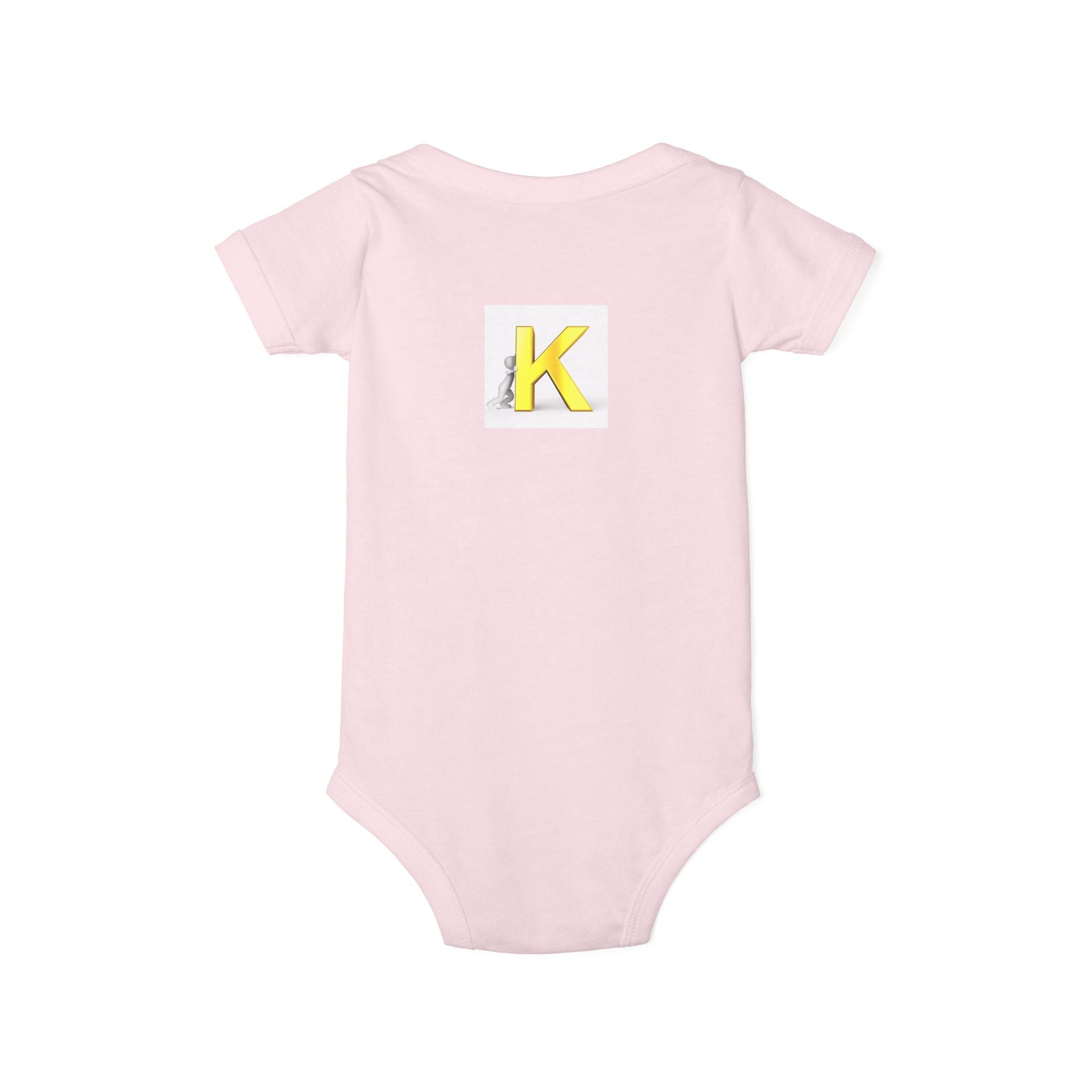 Yellow Letter K Monogram Baby Bodysuit | Infant Onesie Initial