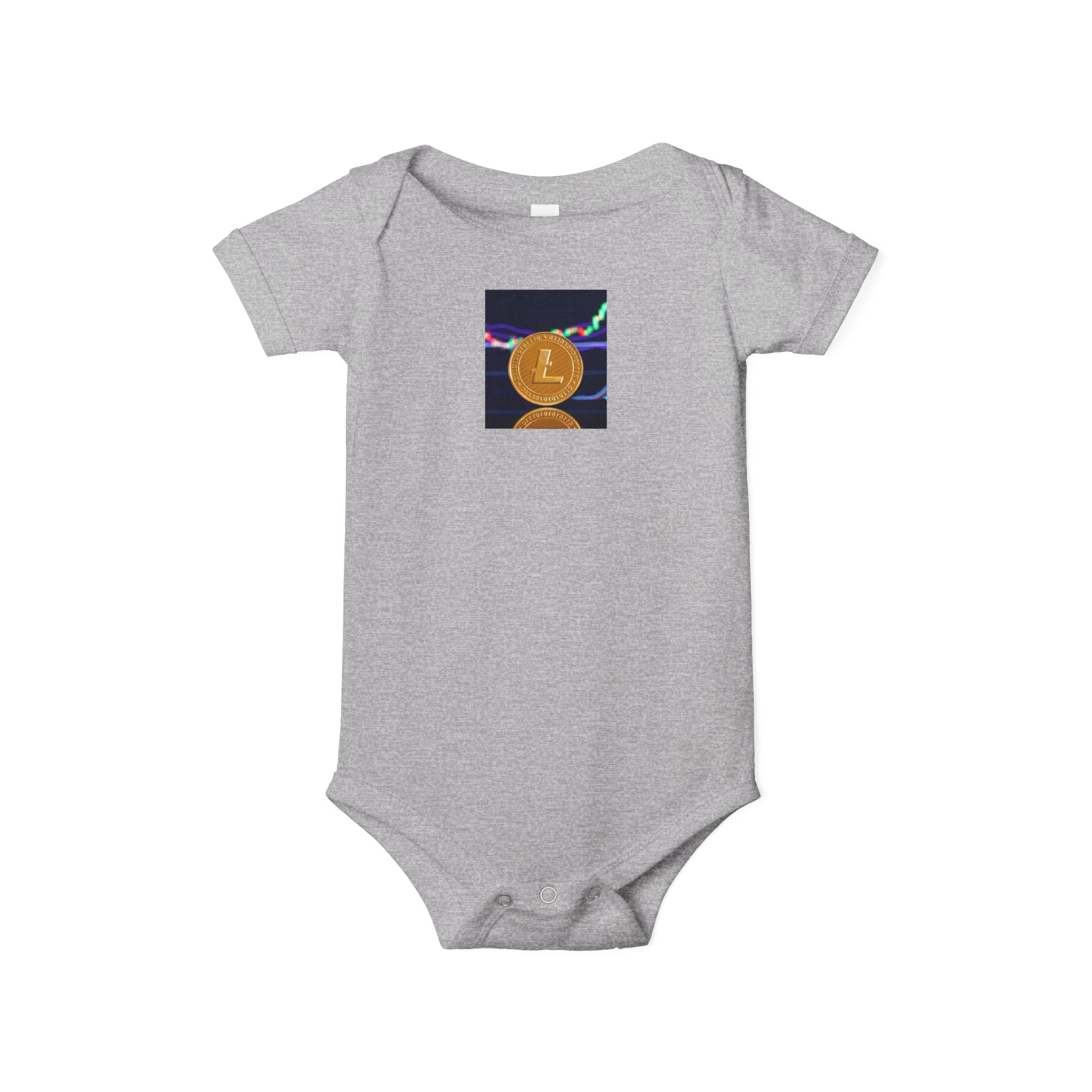 Litecoin Coin Graphic Infant Onesie | Cryptocurrency Baby Bodysuit