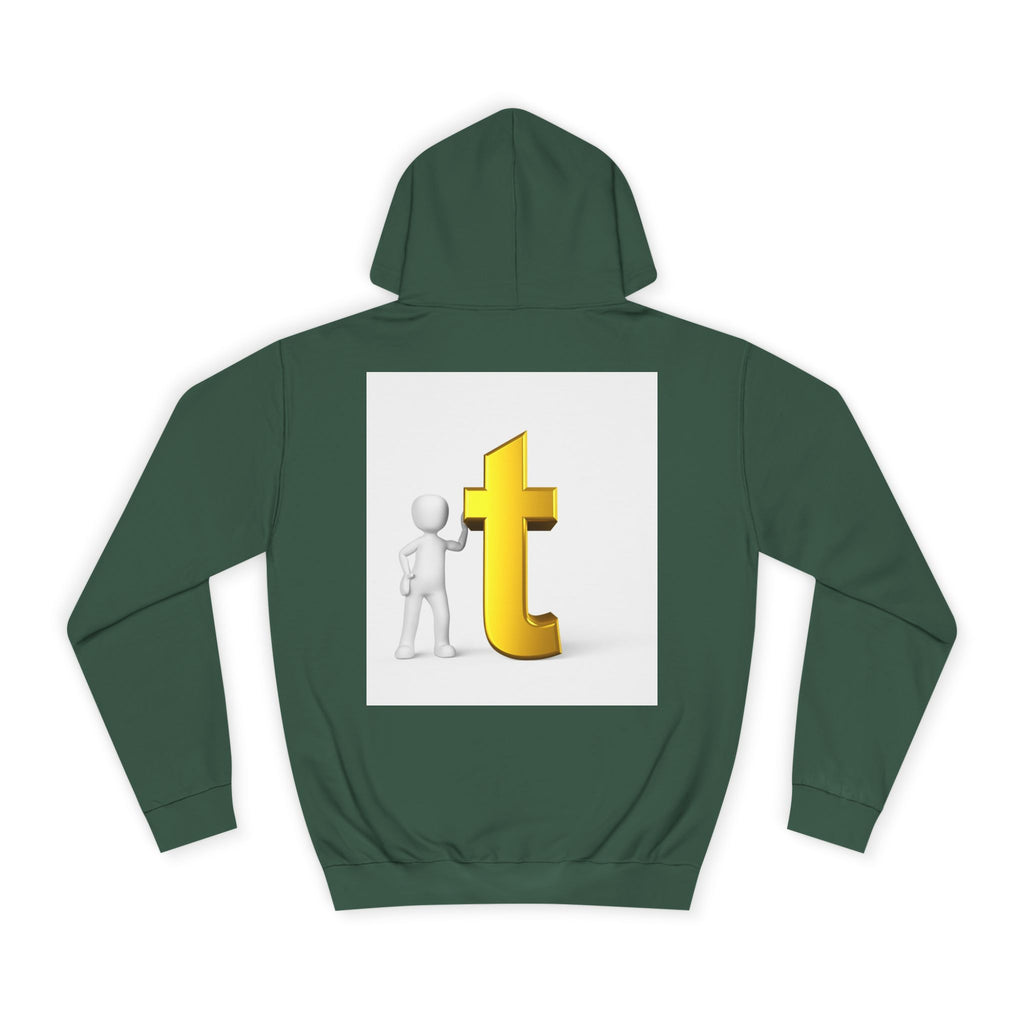 3D Gold Letter T Hoodie | Minimal Letterman Initial Sweatshirt