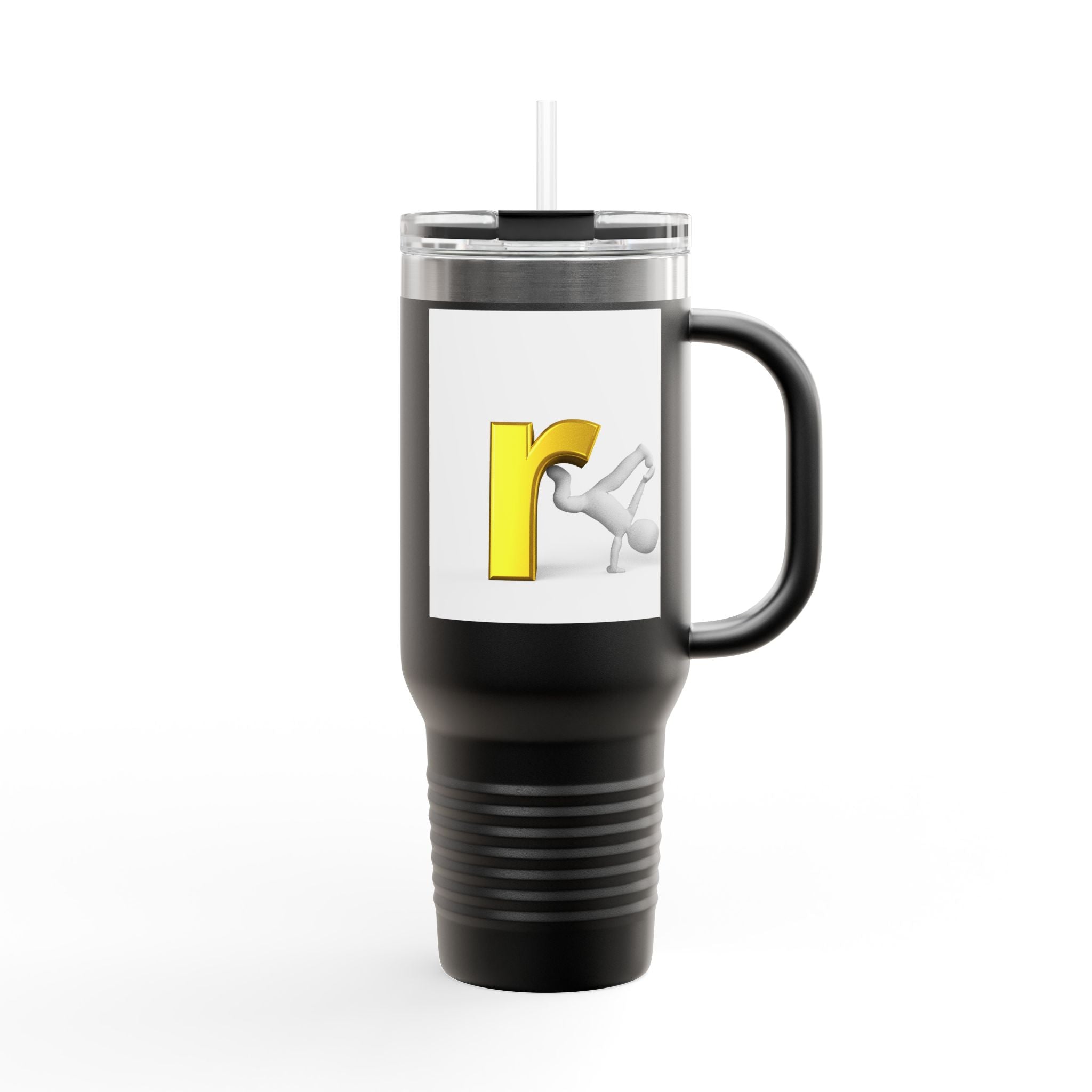Yellow Letter R Character Travel Mug | 40oz Insulated Tumbler