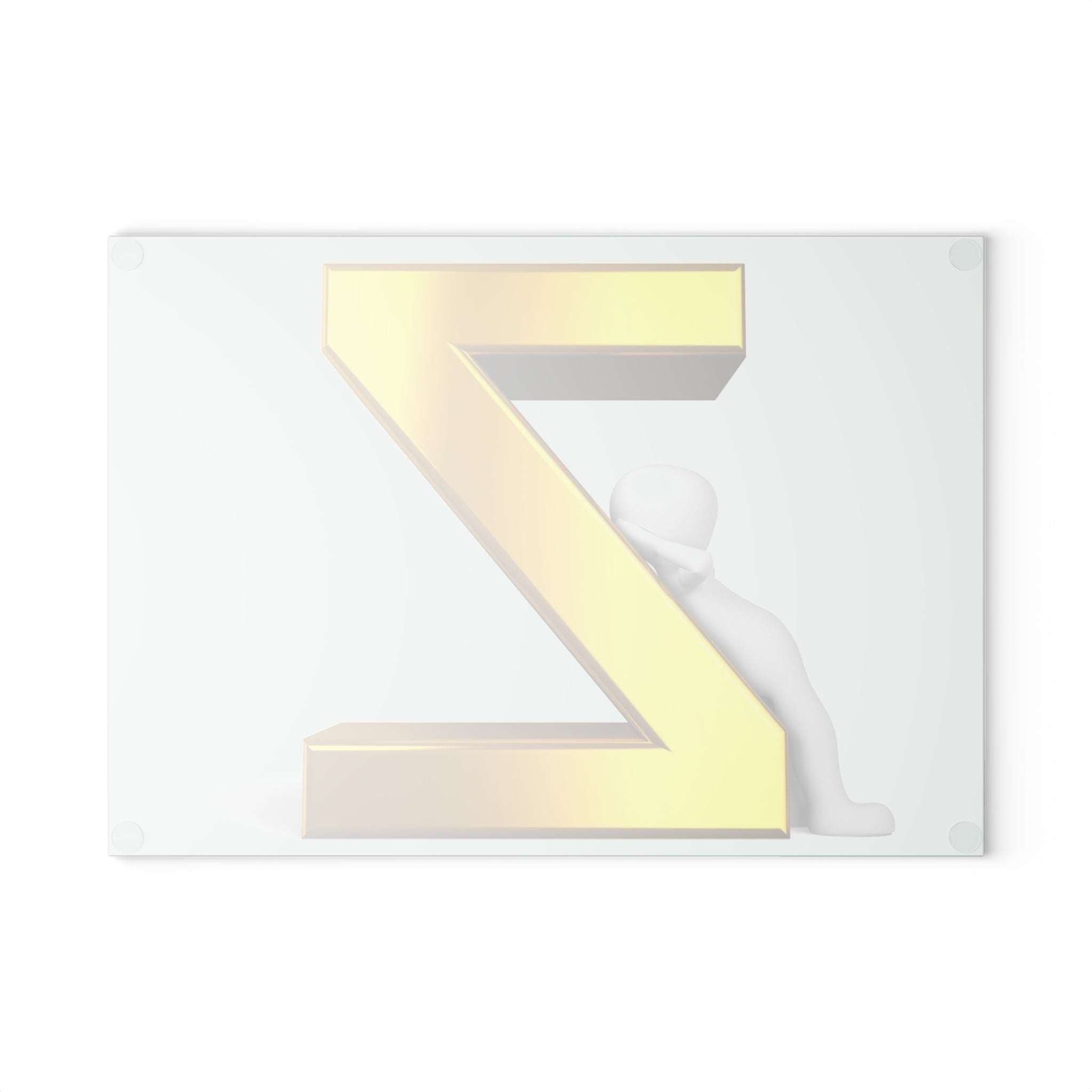 Gold Letter Z with Figure Glass Cutting Board | Monogram Initial Kitchen Decor