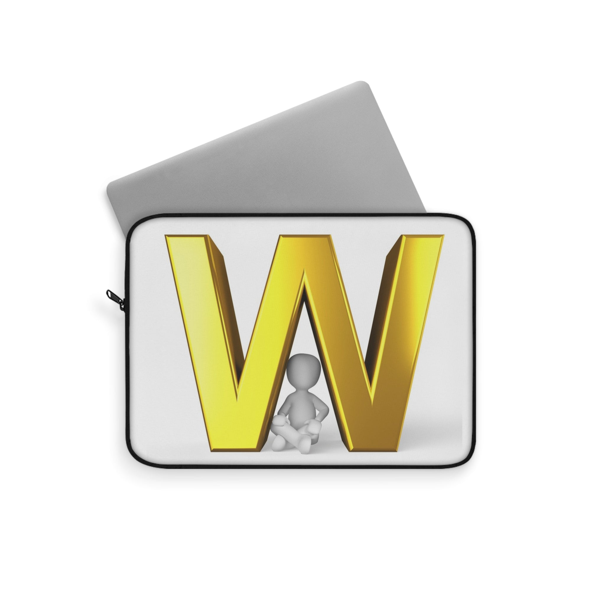 Gold Letter W Laptop Sleeve | Initial Monogram, Alphabet Design