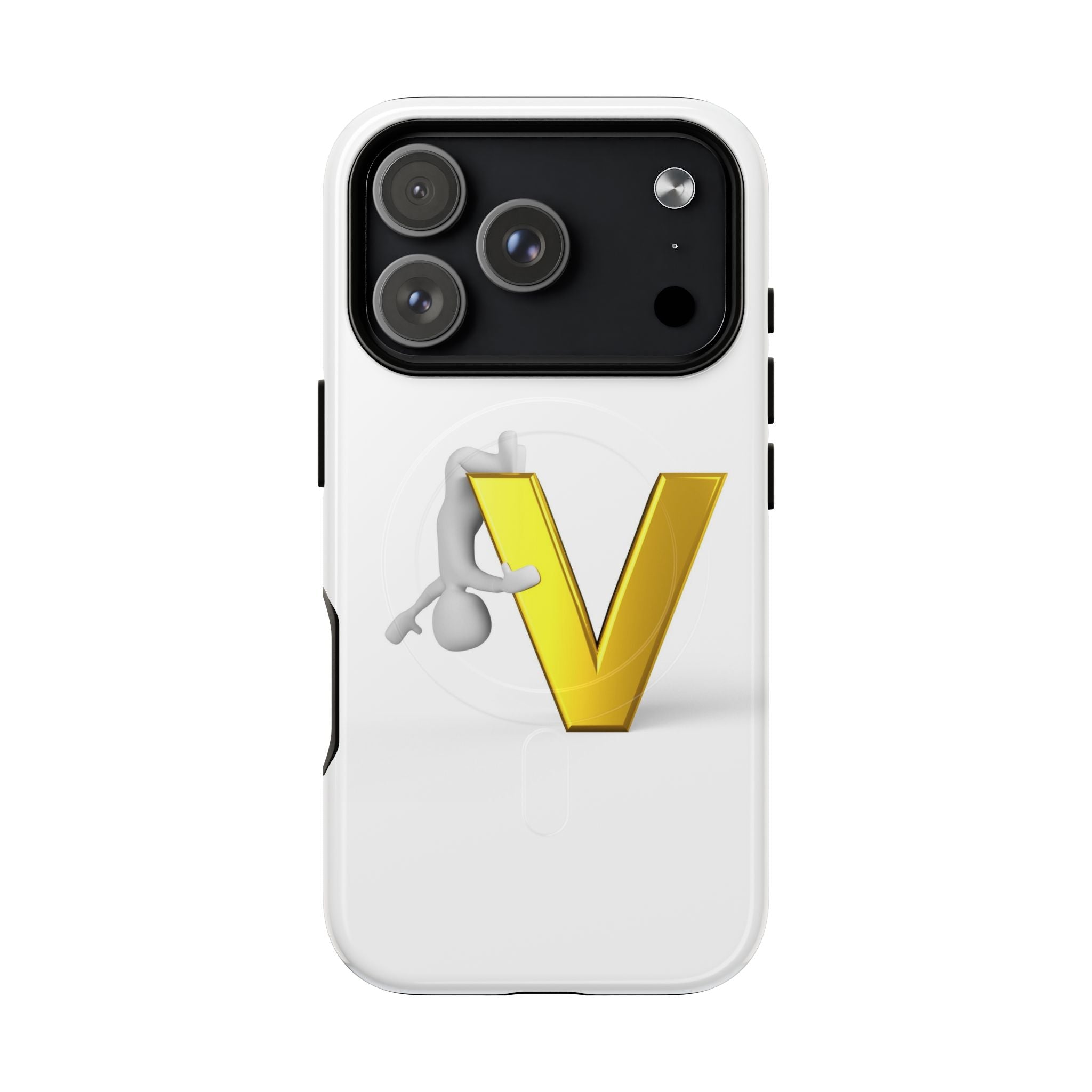 Coque de téléphone aimantée résistante 3D lettre V jaune | Coque iPhone Monogramme V