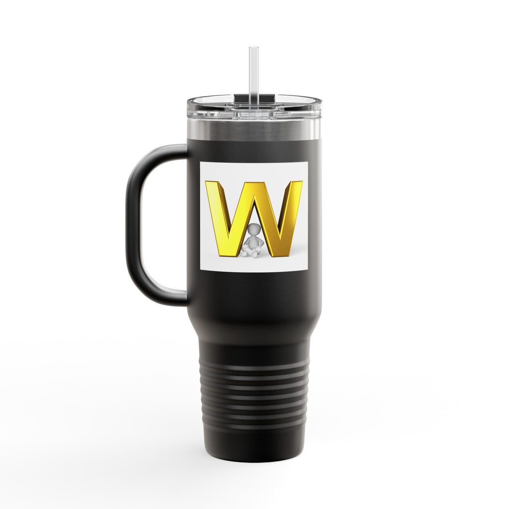 Gold 3D Letter W insulated travel mug 40oz | Monogram Initial Tumbler