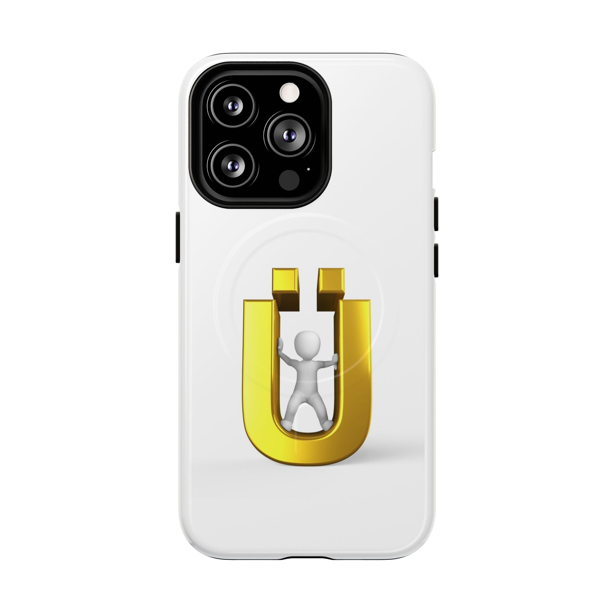 Coque de téléphone à logo lettre Ü dorée | Coque magnétique robuste