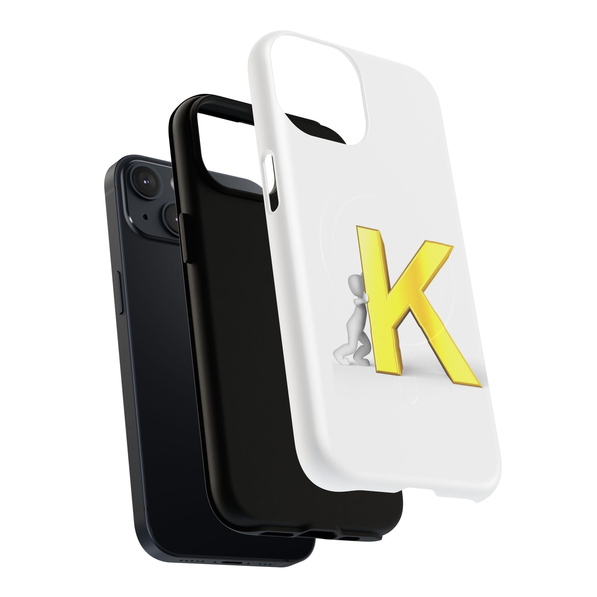 Yellow K Letter Phone Case | Tough Magnetic Case, Monogram Initial K