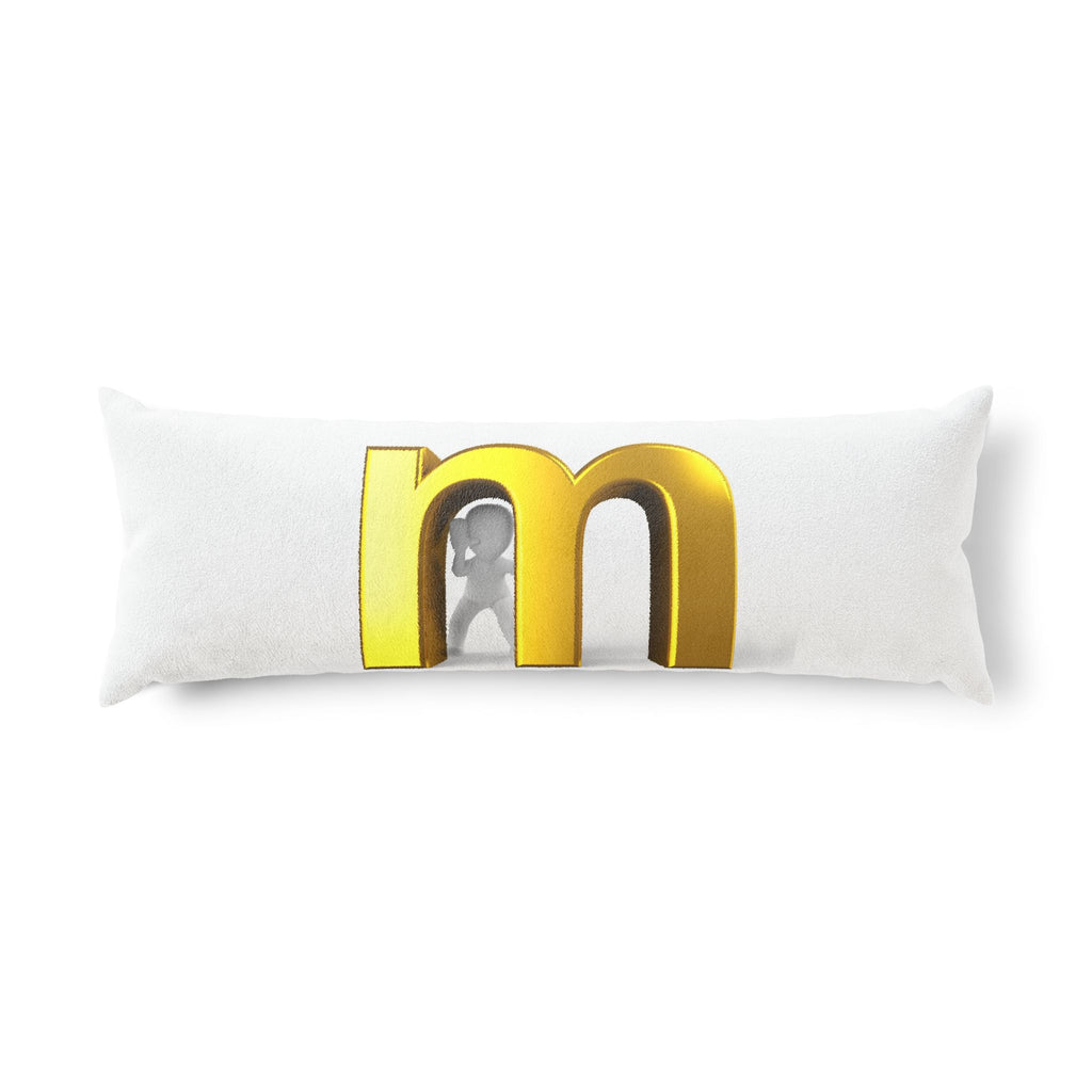 Gold 3D Letter M Body Pillow | Monogram Initial Decorative Pillow
