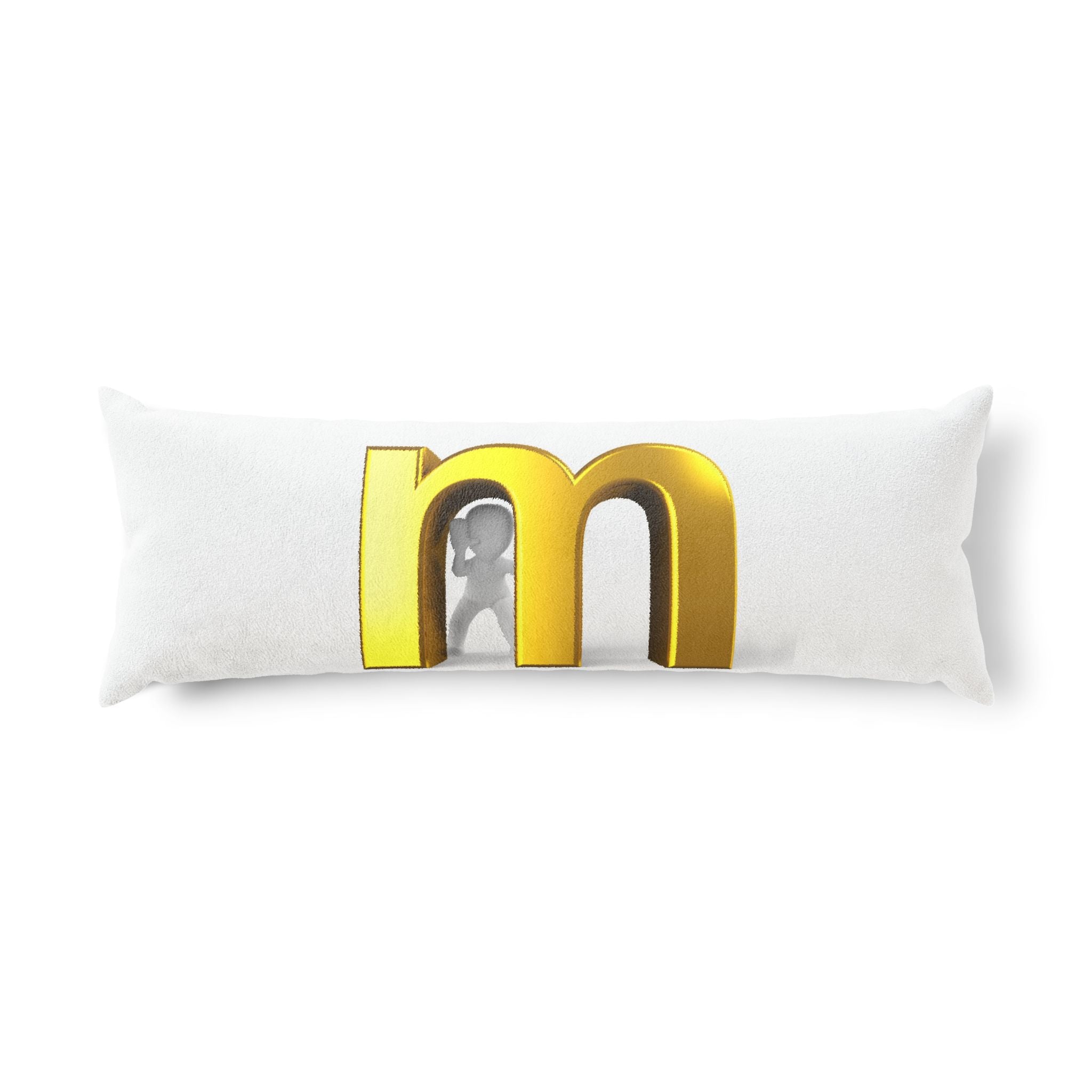 Gold 3D Letter M Body Pillow | Monogram Initial Decorative Pillow