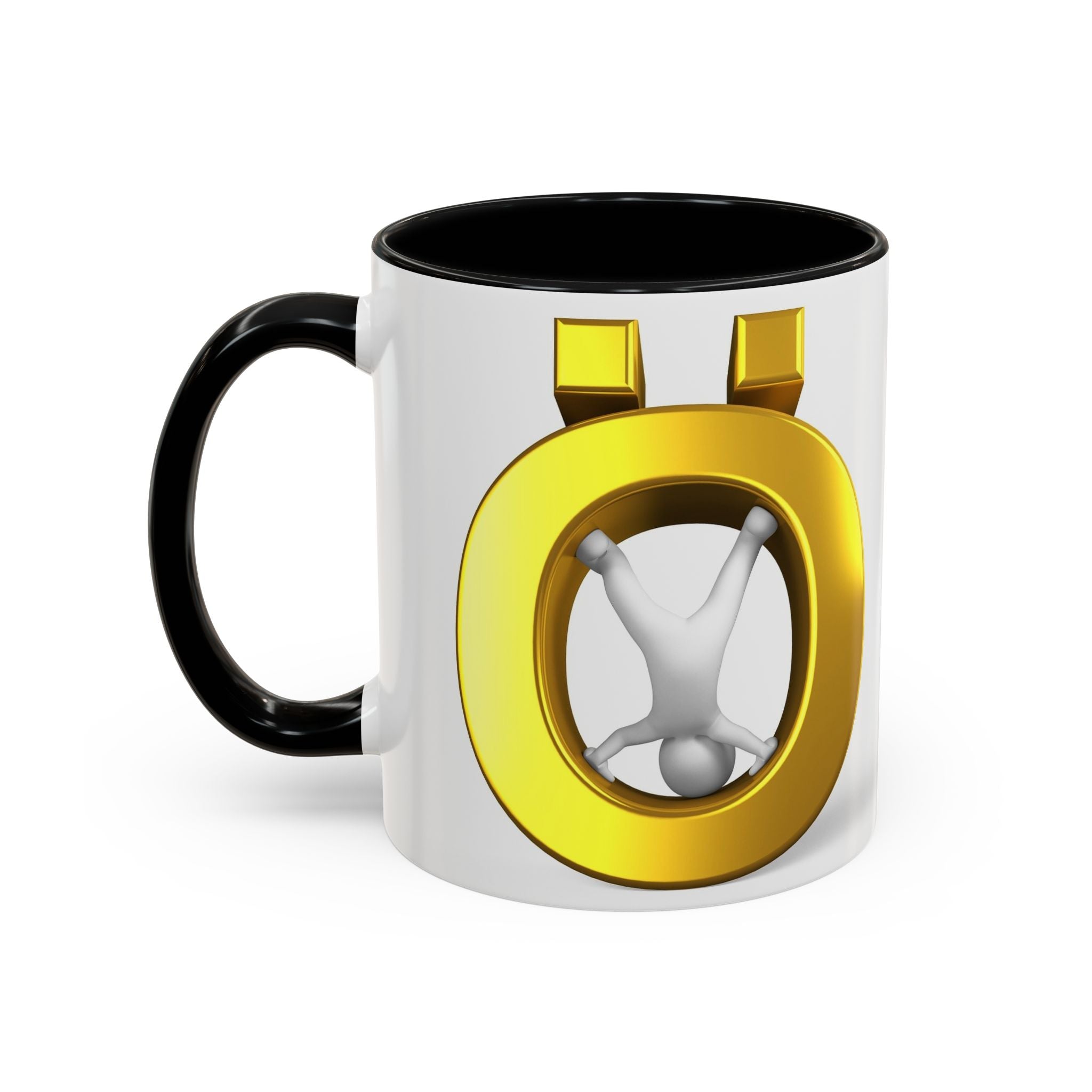 3D Gold Ö Letter Coffee Mug | Accent Handle, Black Interior