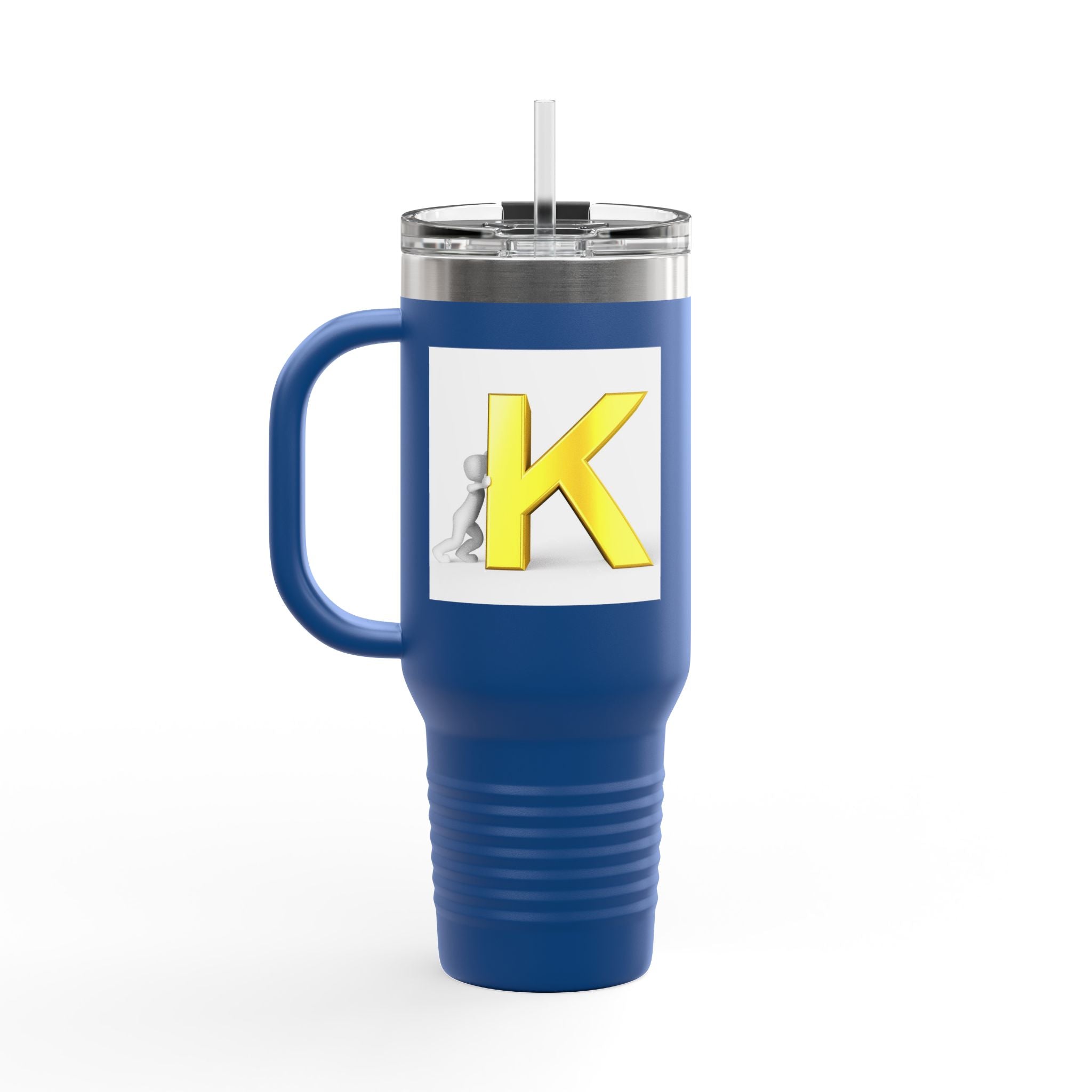 Yellow 3D Letter K monogram Insulated Travel Mug | 40oz