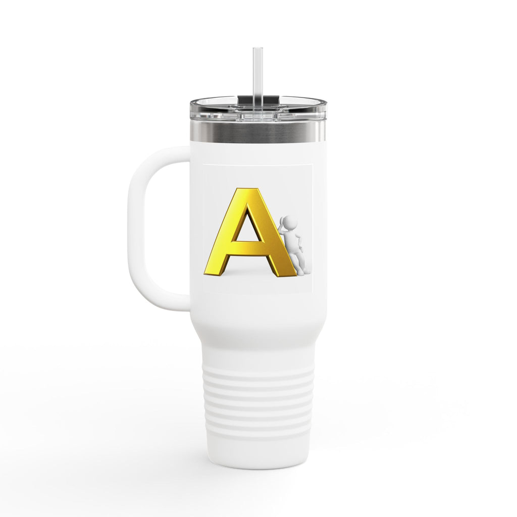Yellow 3D Letter A Initial Travel Mug | 40oz Insulated Tumbler