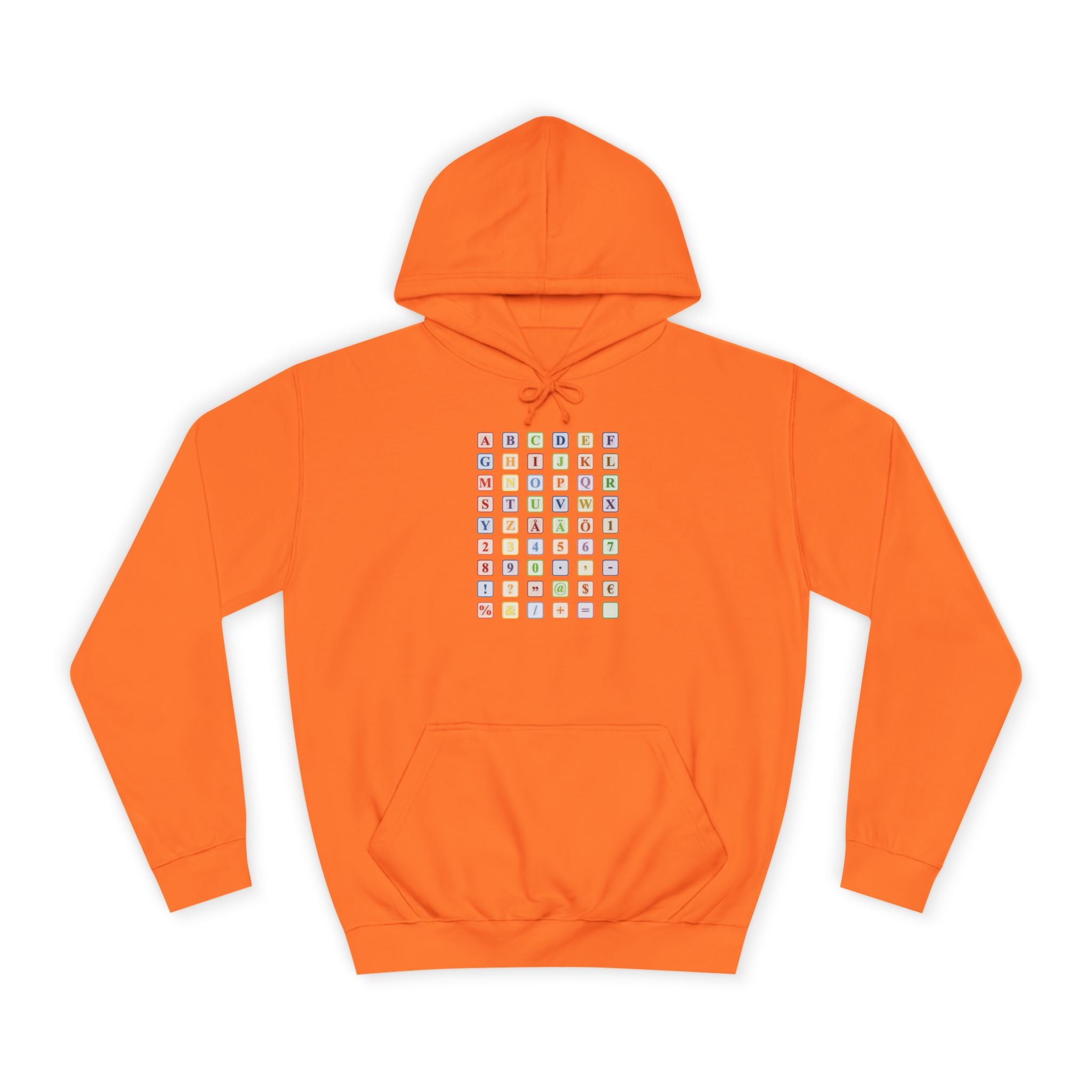 Sweat à capuche Blocs Alphabet | Grille de lettres colorées, imprimé dos et devant