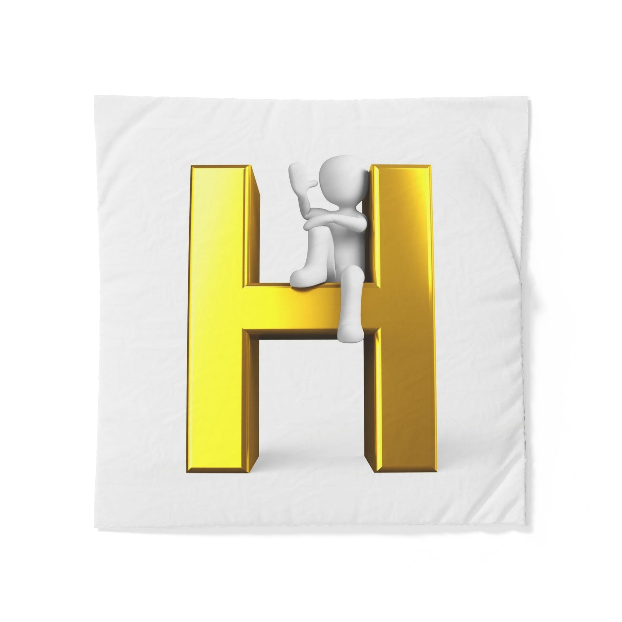 H en lettre d'or avec figure d'escalade Housse de couette | Parure de lit monogrammée