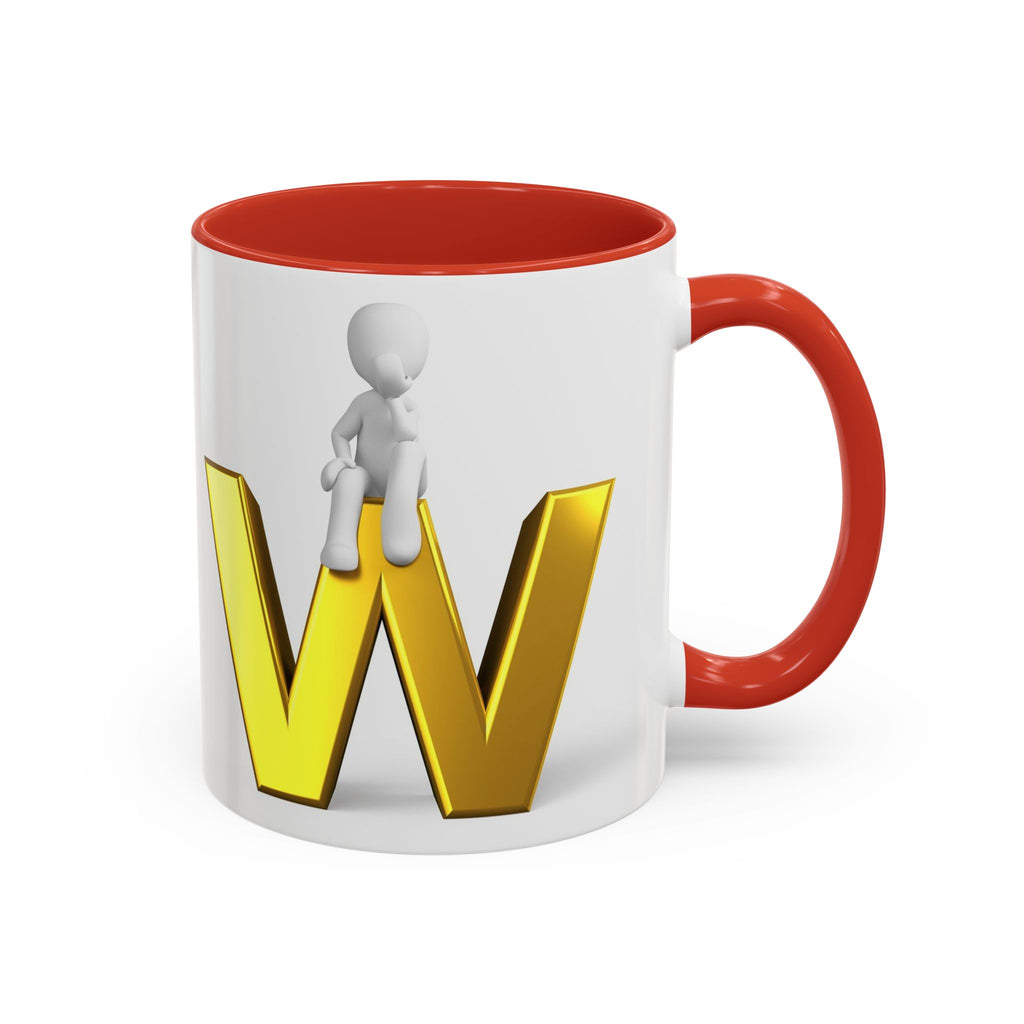 3D Letter W with Sitting Figure Mug | Accent Coffee Mug